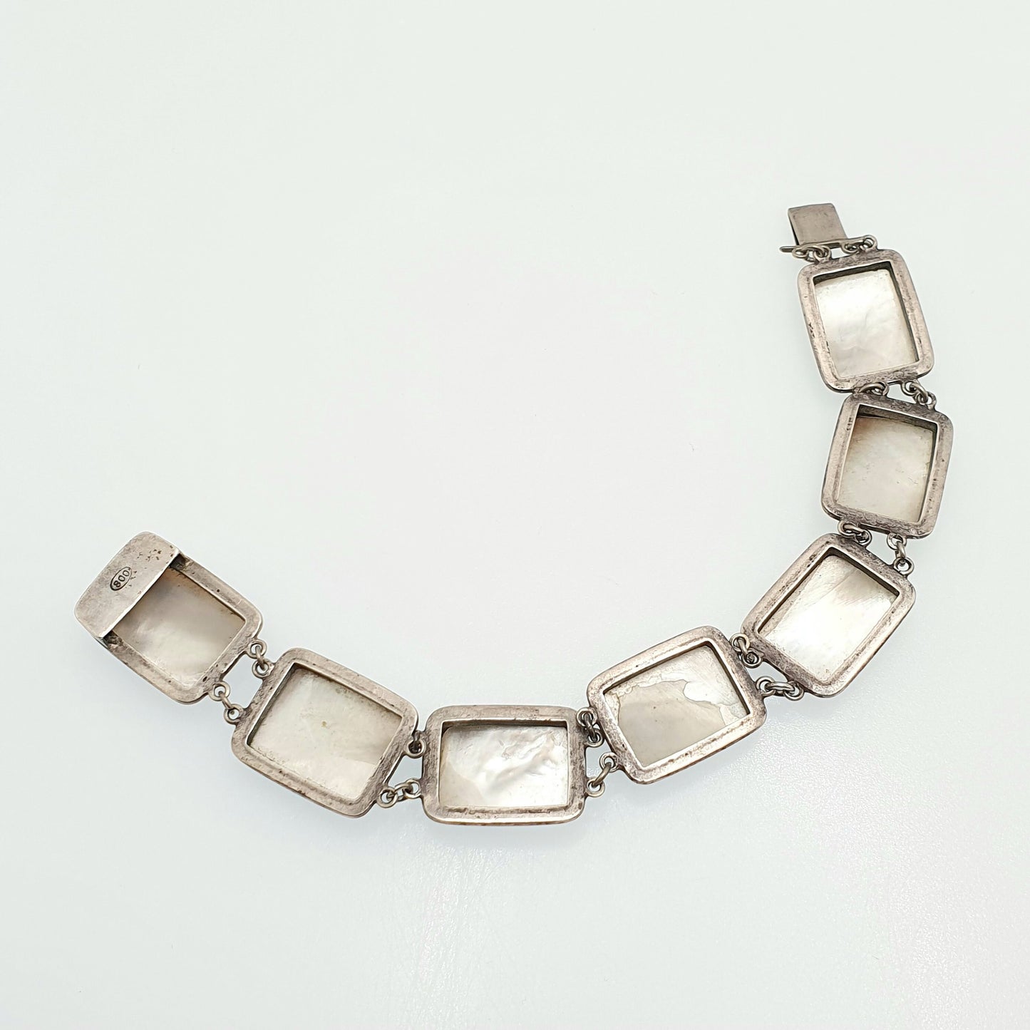 Antique Solid Silver Cameo Bracelet Abalone Art Deco Vintage 1920s Shell Hand Carved Handmade Artisan Womens Italian Jewelry Jewellery