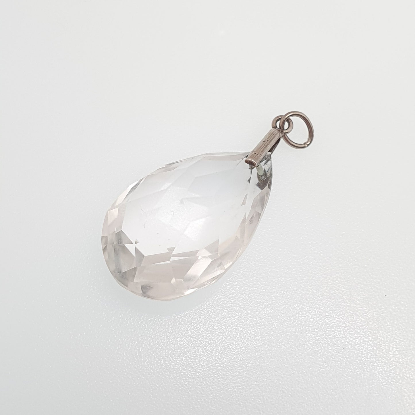 Antique Rock Crystal Quartz Solid Silver Pendant Necklace Art Deco Large Big Faceted 1920s Gemstone Clear Style Womens Jewelry Jewellery