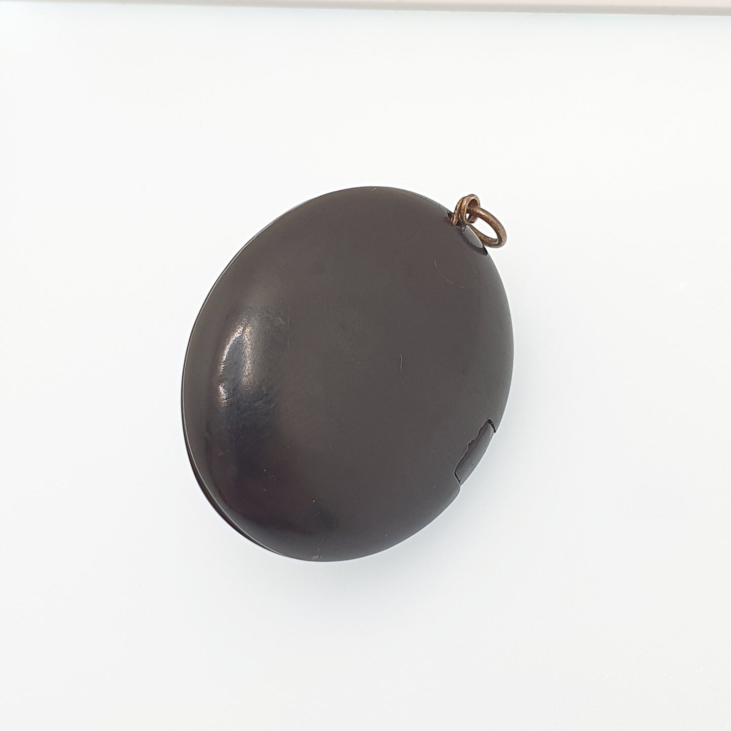 Antique Victorian Vulcanite Locket Pendant Cameo Flower Necklace Whitby Jet Imitation Mourning Ebonite Large Jewelry Jewellery Vintage