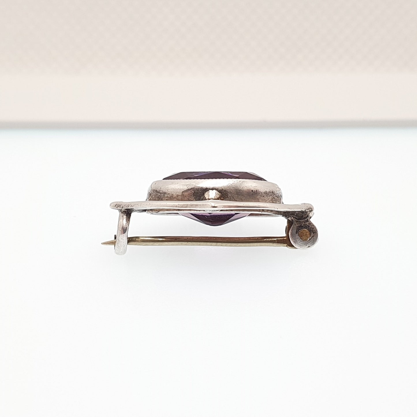 Antique Charles Horner Sterling Silver Amethyst Paste Brooch 1914 Hallmark Art Nouveau Oval Cut Genuine CH Vintage Jewellery Jewelry