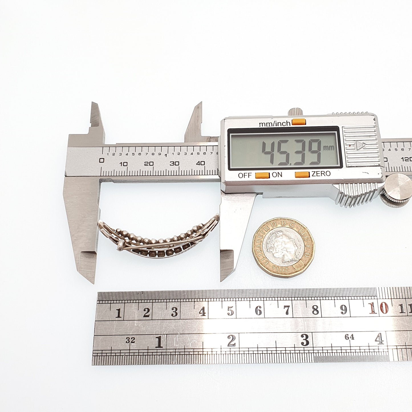 Antique Victorian Crescent Moon Diamond Paste Solid Silver Brooch Pin Sparkly Ladies Womens Jewelry Jewellery Vintage 1800s Genuine