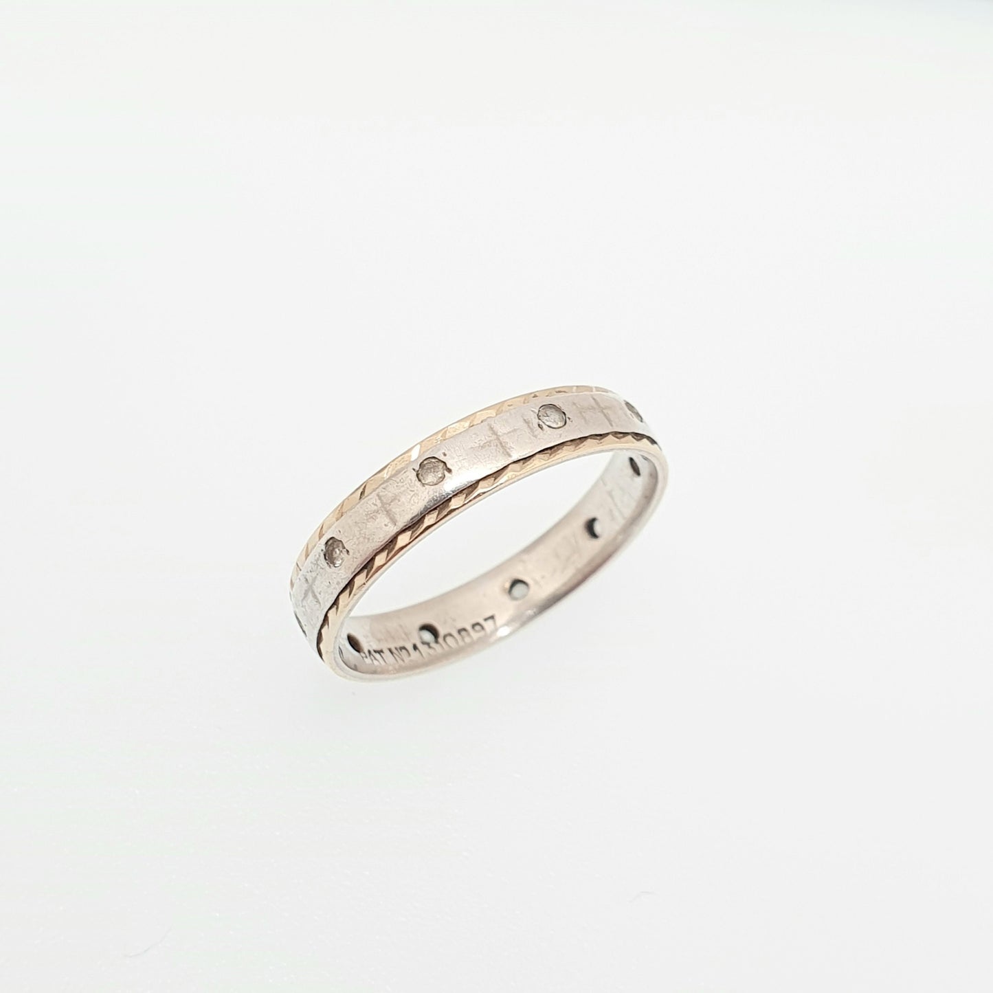 Antique 9ct 9k Gold Sterling Silver Eternity Ring Diamond White Spinel Band Art Deco Fine Estate Sparkly Full 1950s Womens Jewelry Jewellery