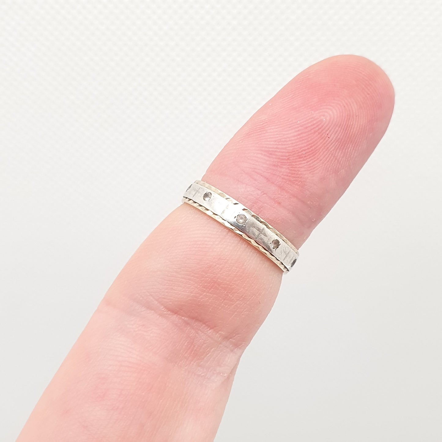 Antique 9ct 9k Gold Sterling Silver Eternity Ring Diamond White Spinel Band Art Deco Fine Estate Sparkly Full 1950s Womens Jewelry Jewellery