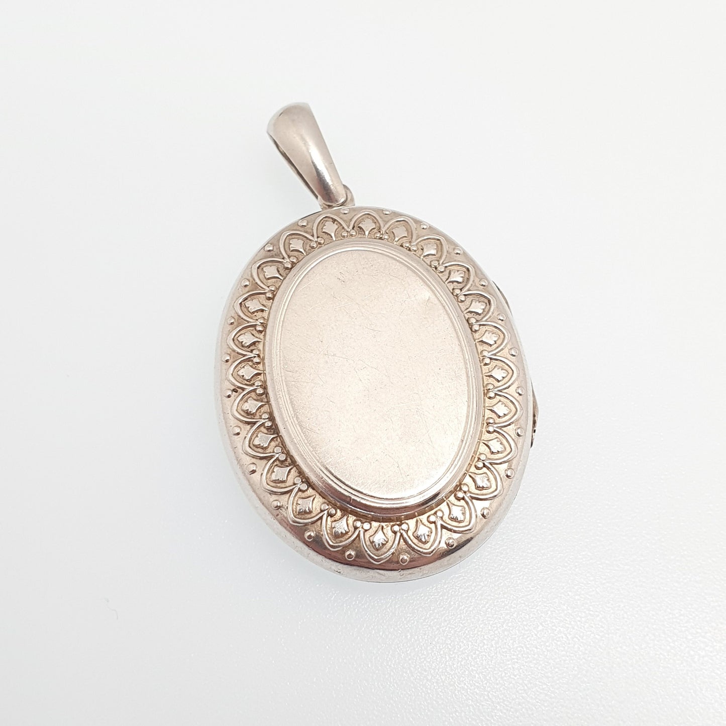 Antique Victorian Solid Silver Locket Large Big Scroll Border Necklace Pendant Picture Photo 1800s Womens Vintage Jewellery Jewelry