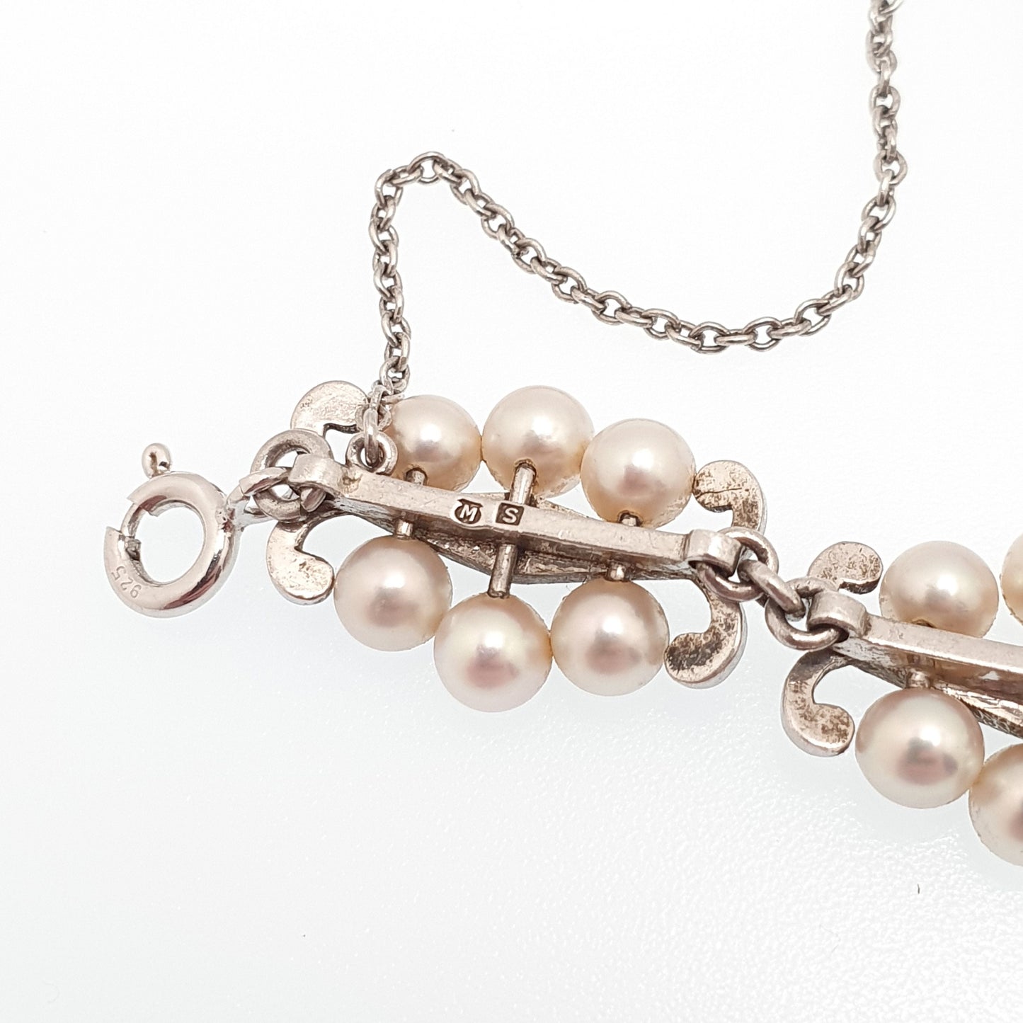 Vintage MIKIMOTO Pearl Bracelet Sterling Silver Cultured Pearls Genuine Real Fine 18cm 7" 18.22g Japanese Japan Womens Jewelry Jewellery