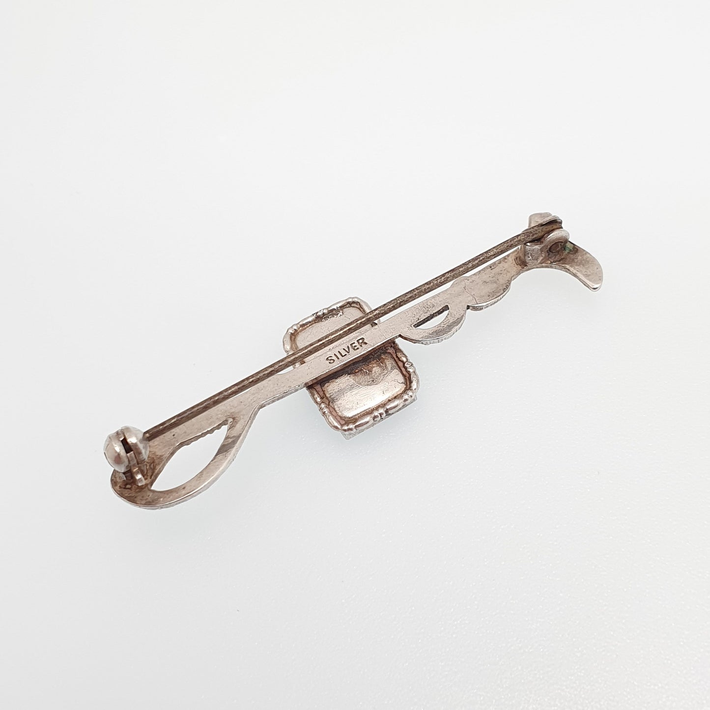 Antique Sterling Silver Blue John Brooch Riding Crop Cane Horse Horses Equestrian Fluorite Bleu Jaune Rare Gemstone Jewelry Jewellery Retro