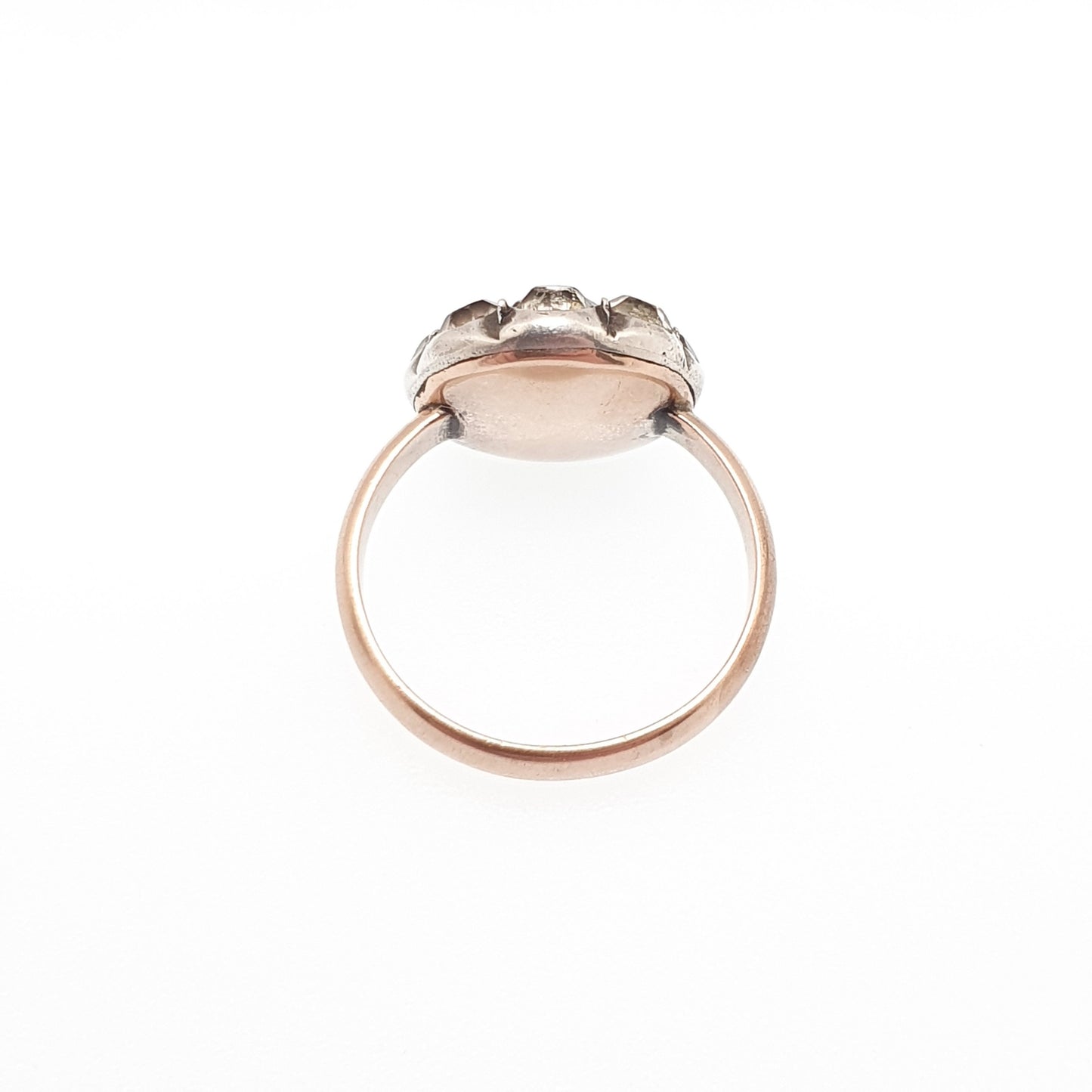 Antique Victorian 9ct Gold Diamond Paste Ring Solid Silver 9k 375 Large Cluster Georgian Style 1800s Vintage Cocktail Statement Womens