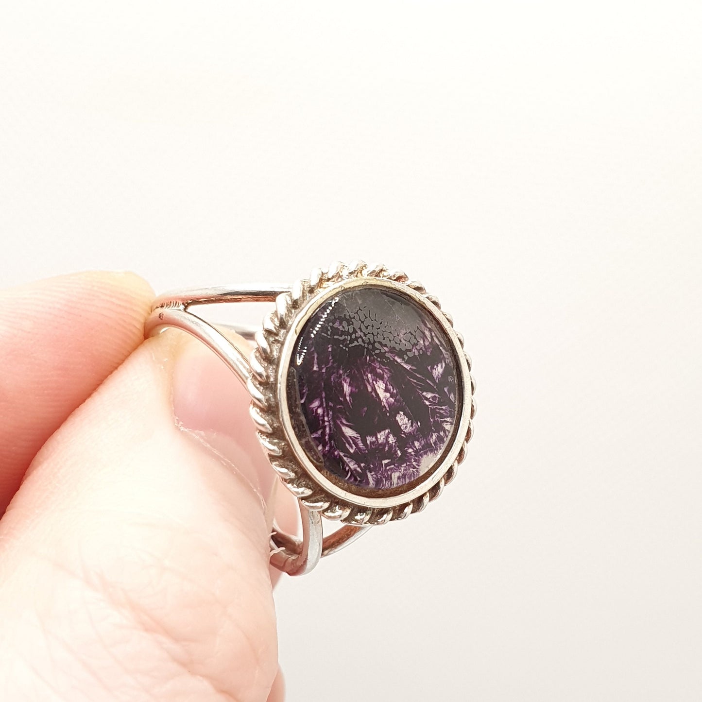 Vintage Sterling Silver Blue John Scarf Ring Neck Scarves Fastener Toggle Fluorite Bleu Jaune Rare Gemstone Doublet Jewelry Jewellery Retro