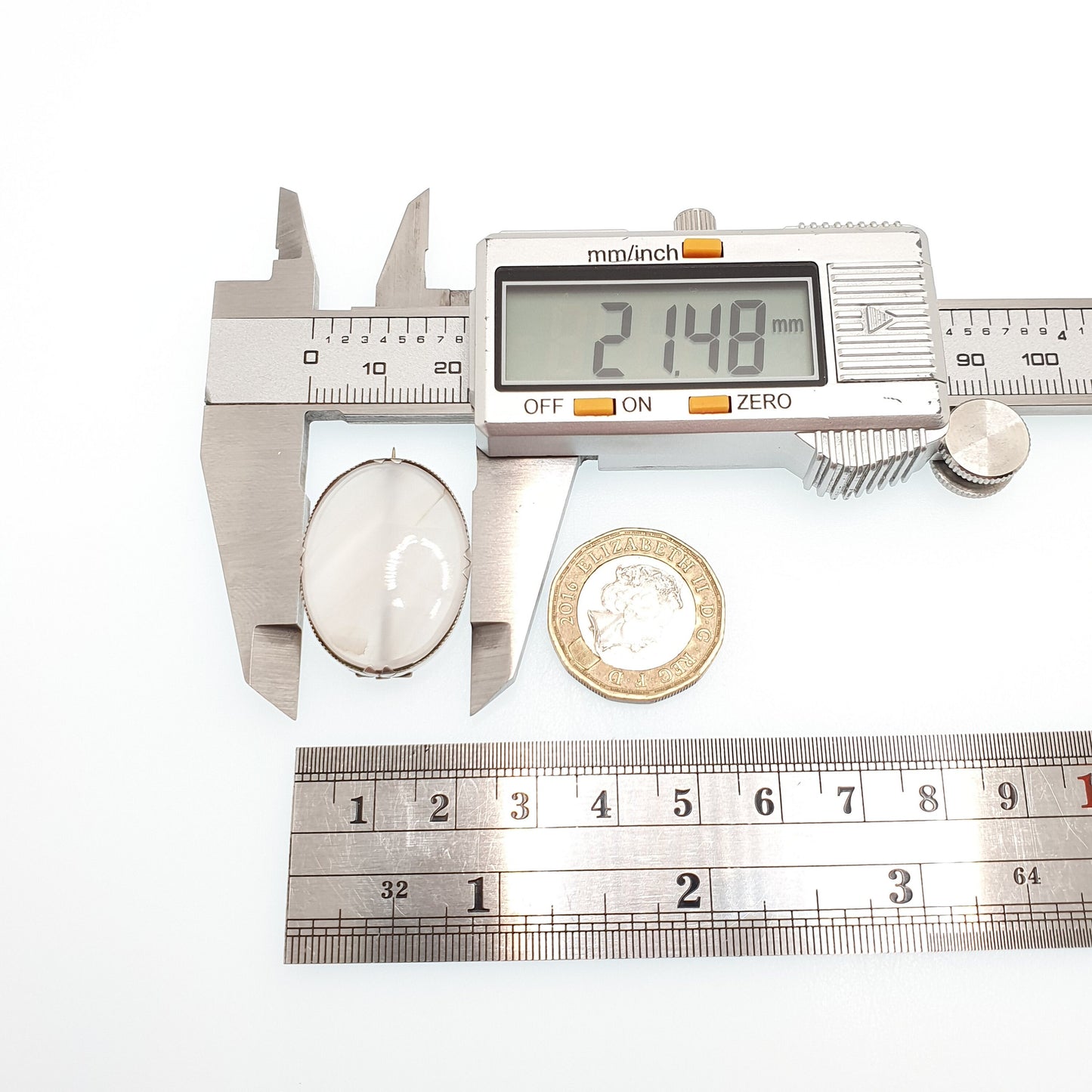 Antique Victorian Solid Silver White Chalcedony Brooch Quartz Agate Specimen Oval Genuine Gemstone 1800s Vintage Jewelry Jewellery