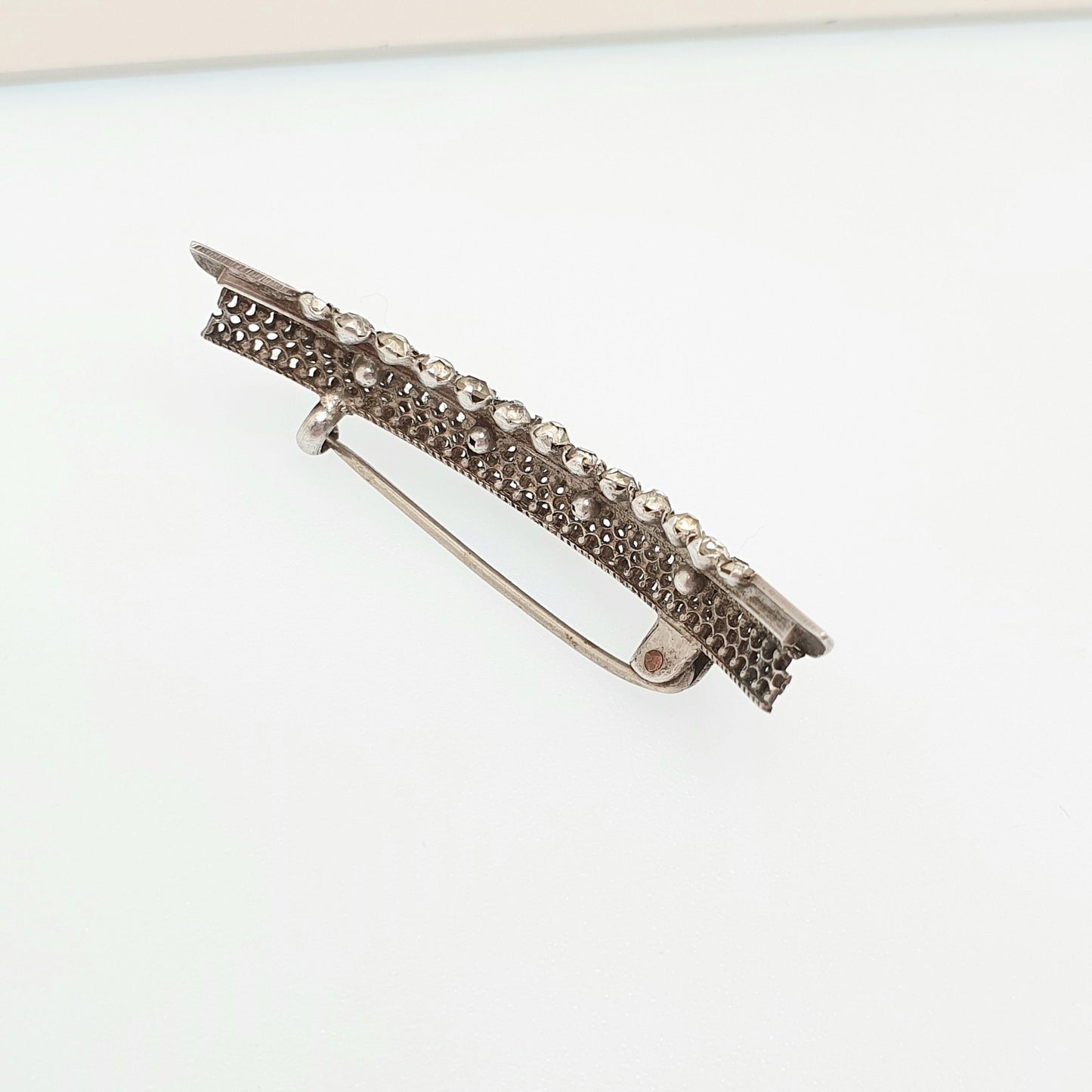 Antique Victorian Crescent Moon Diamond Paste Solid Silver Brooch Pin Sparkly Ladies Womens Jewelry Jewellery Vintage 1800s Genuine