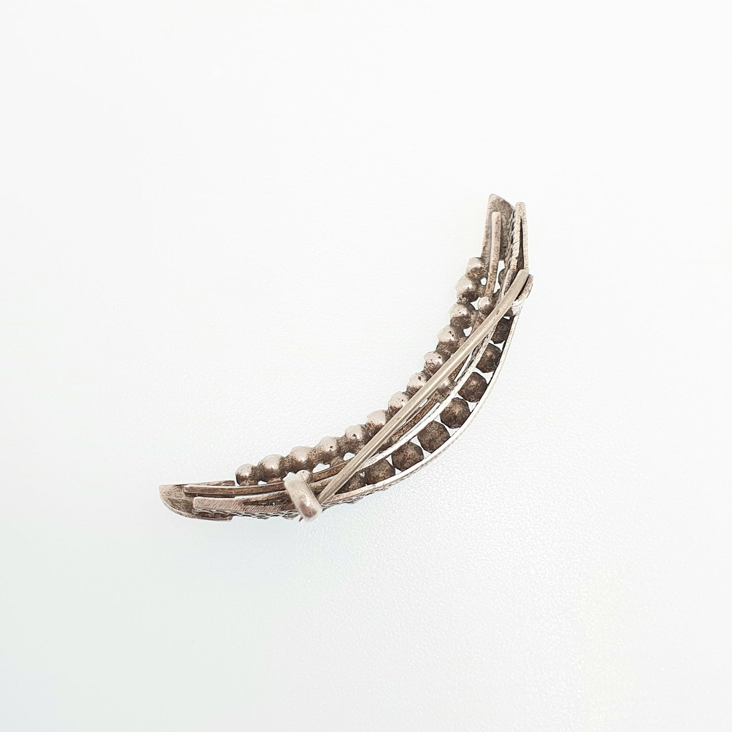 Antique Victorian Crescent Moon Diamond Paste Solid Silver Brooch Pin Sparkly Ladies Womens Jewelry Jewellery Vintage 1800s Genuine