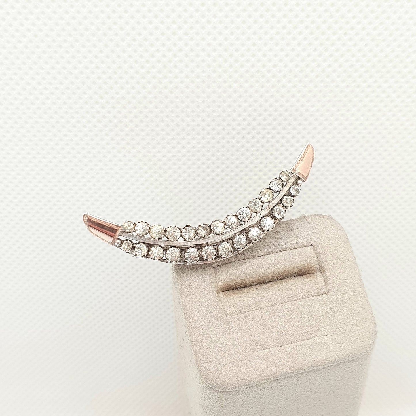 Antique Victorian Crescent Moon Diamond Paste Solid Silver Brooch Pin Sparkly Ladies Womens Jewelry Jewellery Vintage 1800s Genuine