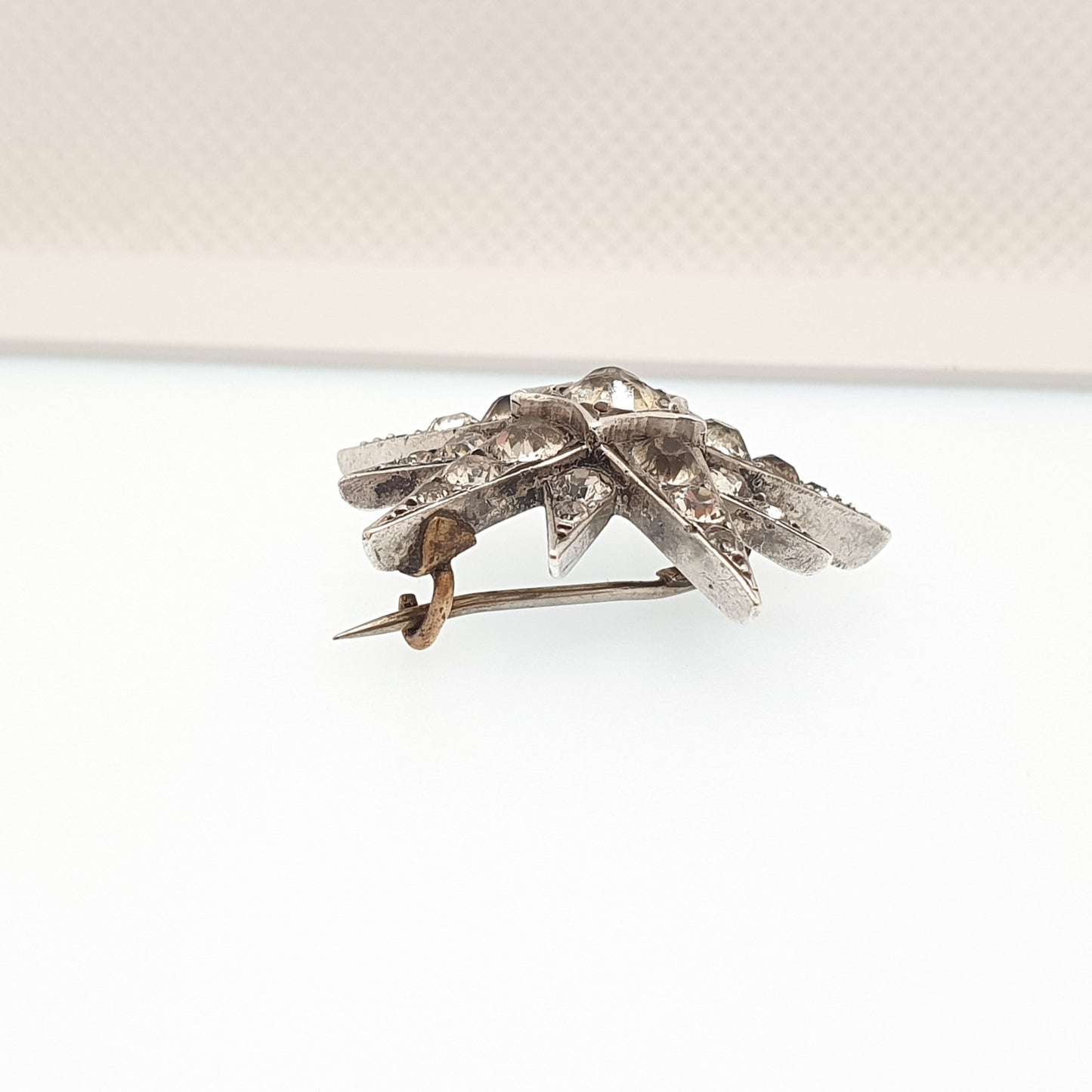 Antique Victorian Star Solid Silver Brooch Diamond Paste Old Cut Foiled Sparkly Shooting Star Celestial Womens Jewelry Jewellery Vintage