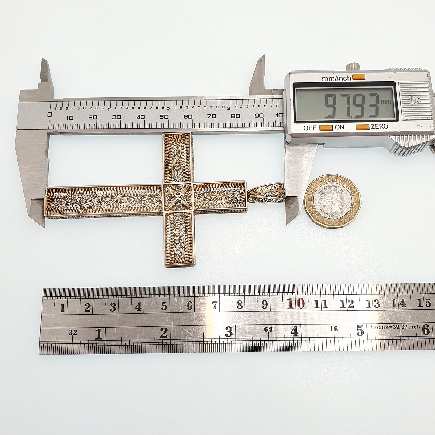 Antique Solid Silver Crucifix Necklace Cross Pendant Huge Large Big Filigree Gold Gilt Catholic Christian Jewelry Vintage Men Womens Jewelry