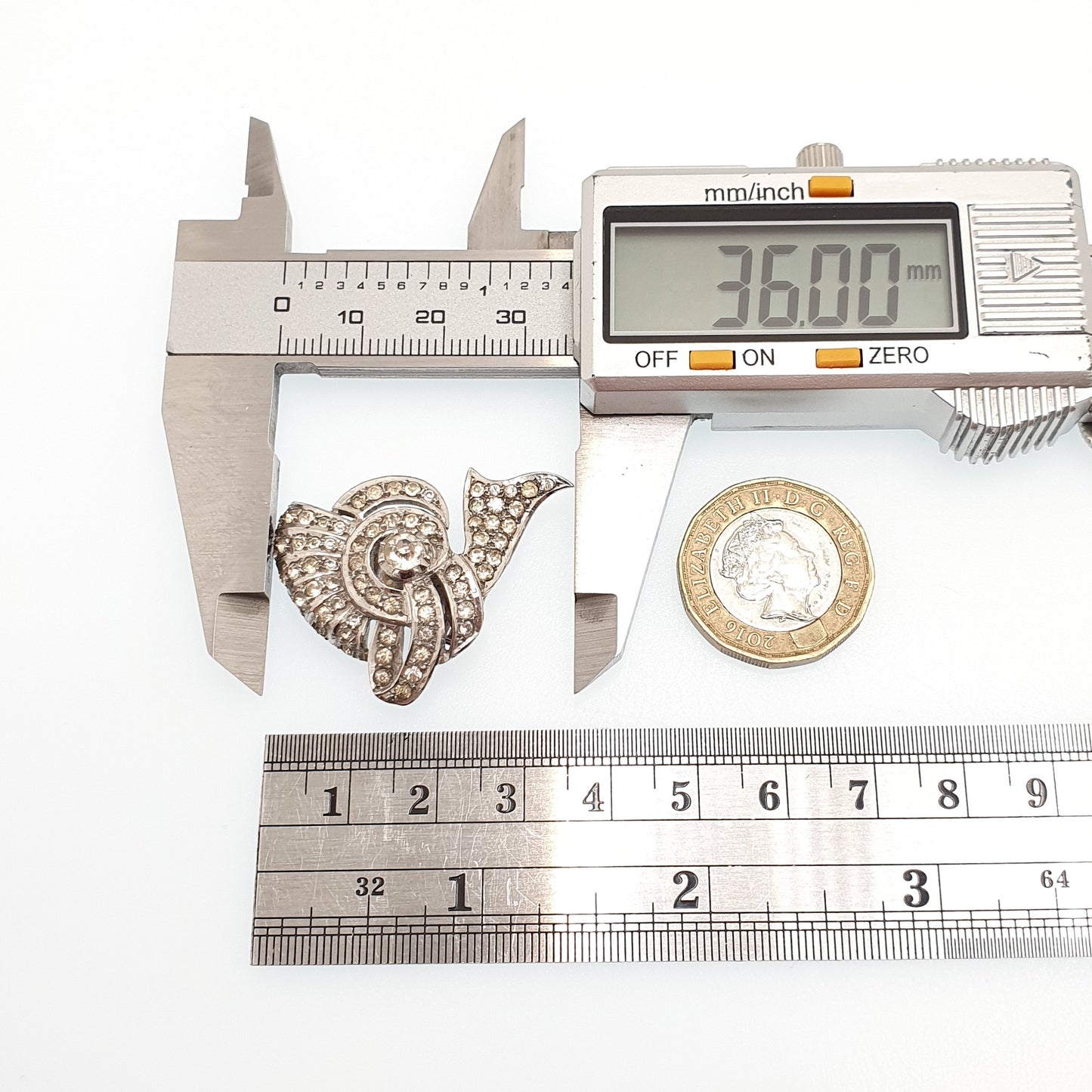 Antique Sterling Silver Diamond Paste Dress Clip Art Deco Upcycle Recycle Vintage 1920s Rare Pave Set Ladies Womens Jewelry Jewellery