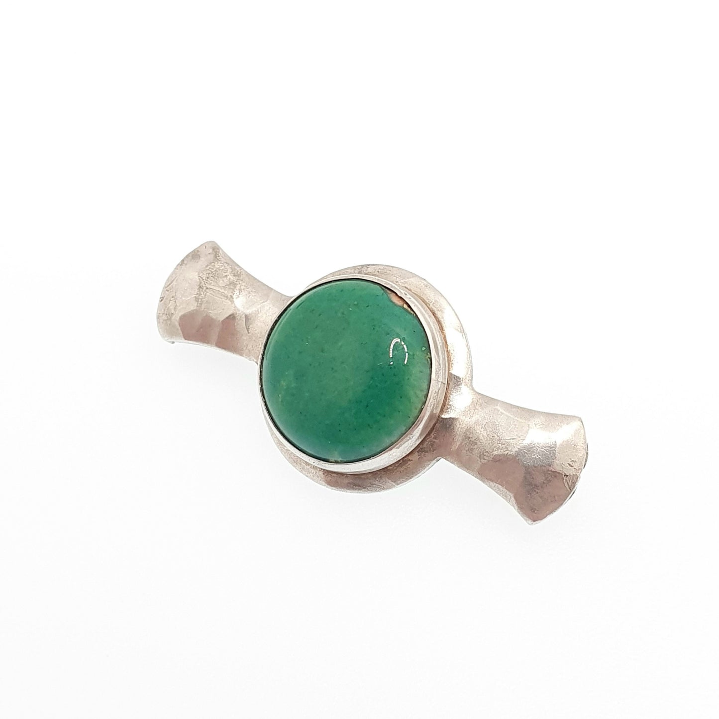 Antique Sterling Silver Ruskin Brooch Pin Arts and Crafts Green Ceramic Enamel Oval 1910s Solid Vintage Womens Jewelry Jewellery
