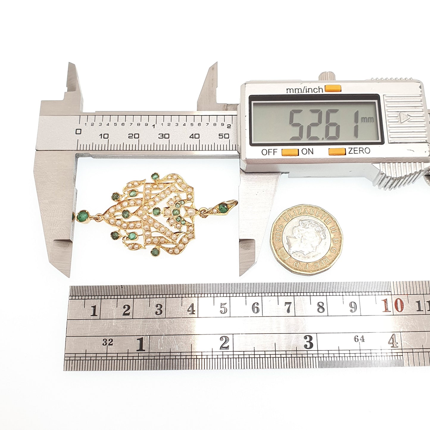 Antique Victorian 14k Gold Emerald Seed Pearl Pendant Necklace Solid 14kt 585 Star Fine Estate Natural Gemstone Vintage Jewelry Jewellery