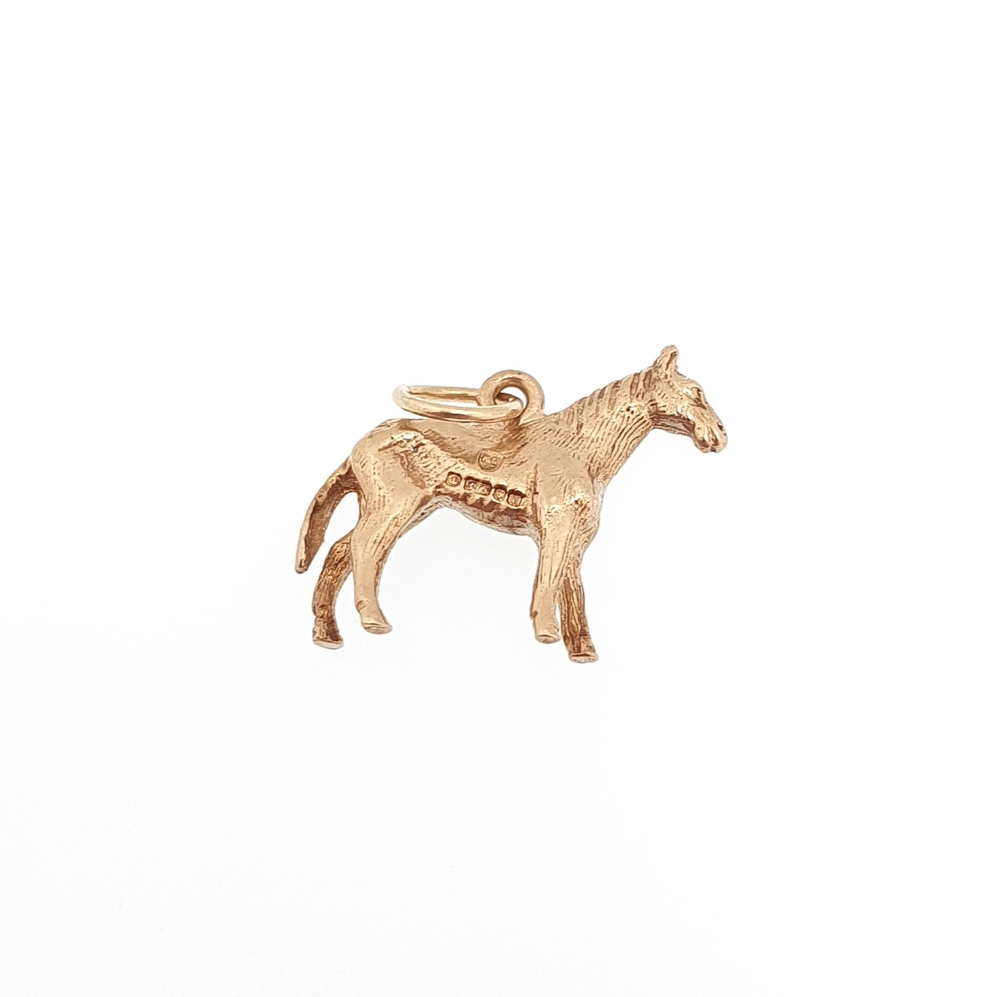 Vintage 9ct 9k Gold Horse Charm Bracelet Necklace Pendant Solid 375 Racing Large Steed Equestrian Mens Retro Womens Charms Jewellery Jewelry