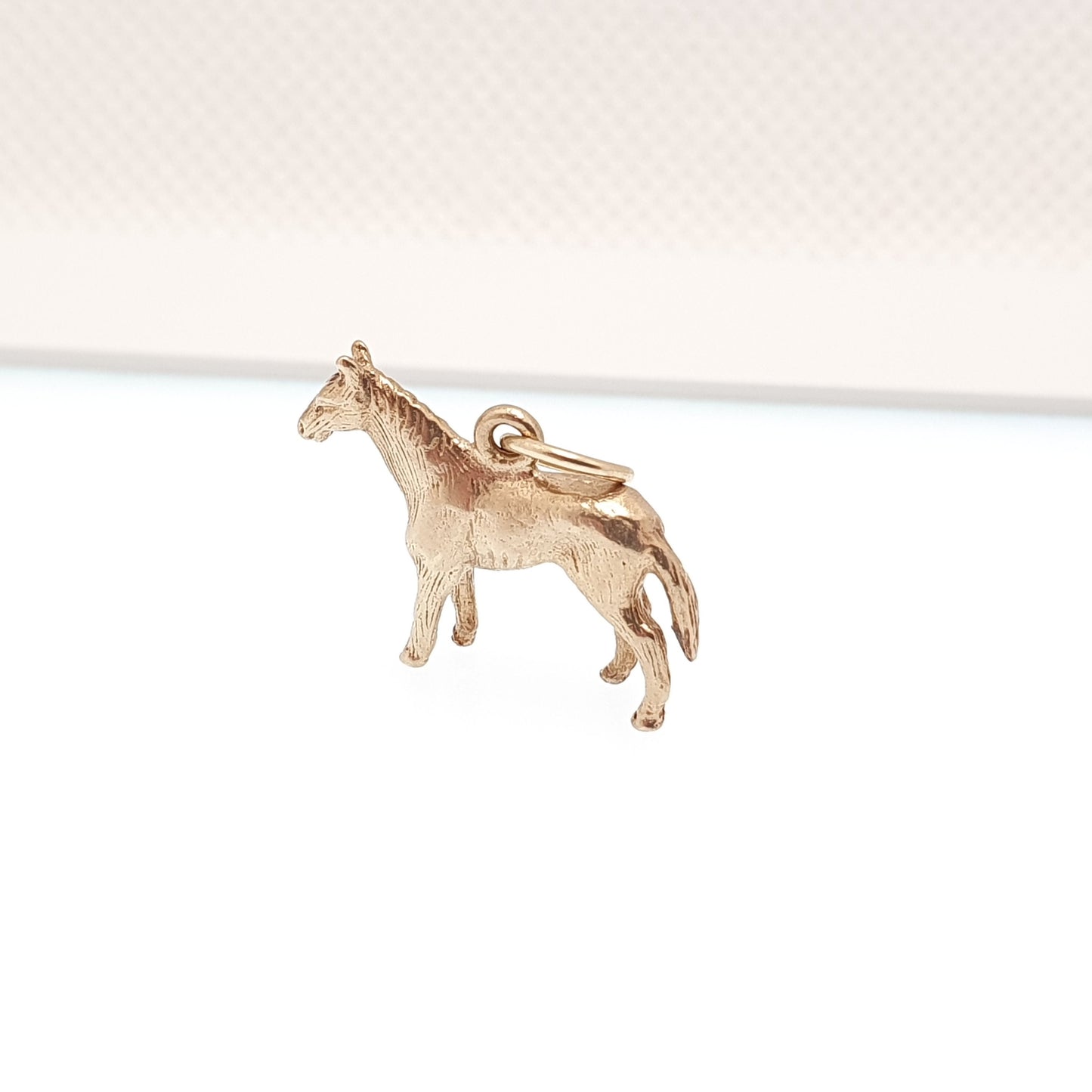 Vintage 9ct 9k Gold Horse Charm Bracelet Necklace Pendant Solid 375 Racing Large Steed Equestrian Mens Retro Womens Charms Jewellery Jewelry