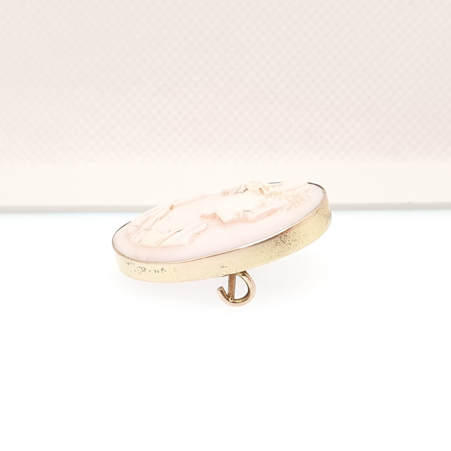 Antique 9ct Gold Pink Cameo Brooch Solid 9k 375 Conch Shell Rare Victorian Unique Hand Carved Detailed Vintage 1800s Jewellery Jewelry