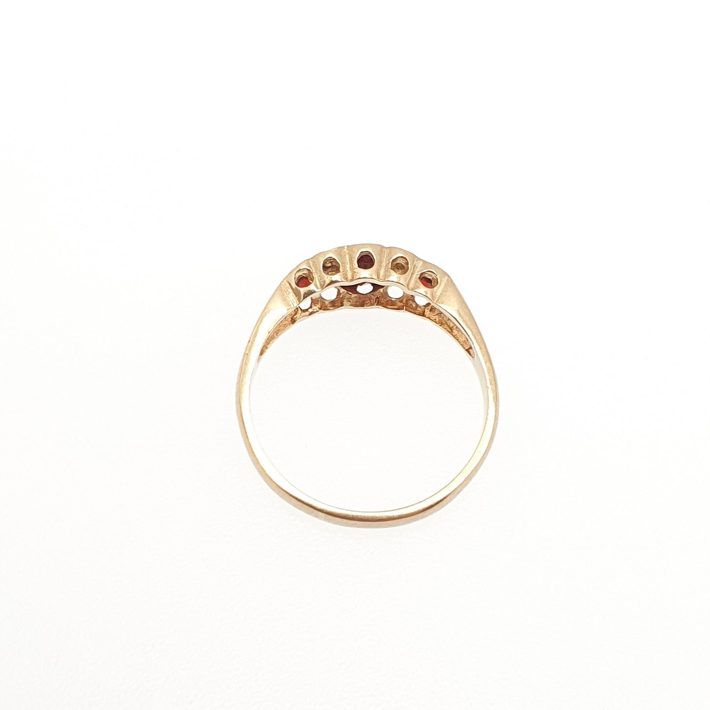 Vintage 9ct Gold Garnet Diamond Ring Solid 9k 375 Gypsy 1989 Hallmarked Crimson Red Pyrope Fine Gemstone Womens Retro Jewelry Jewellery