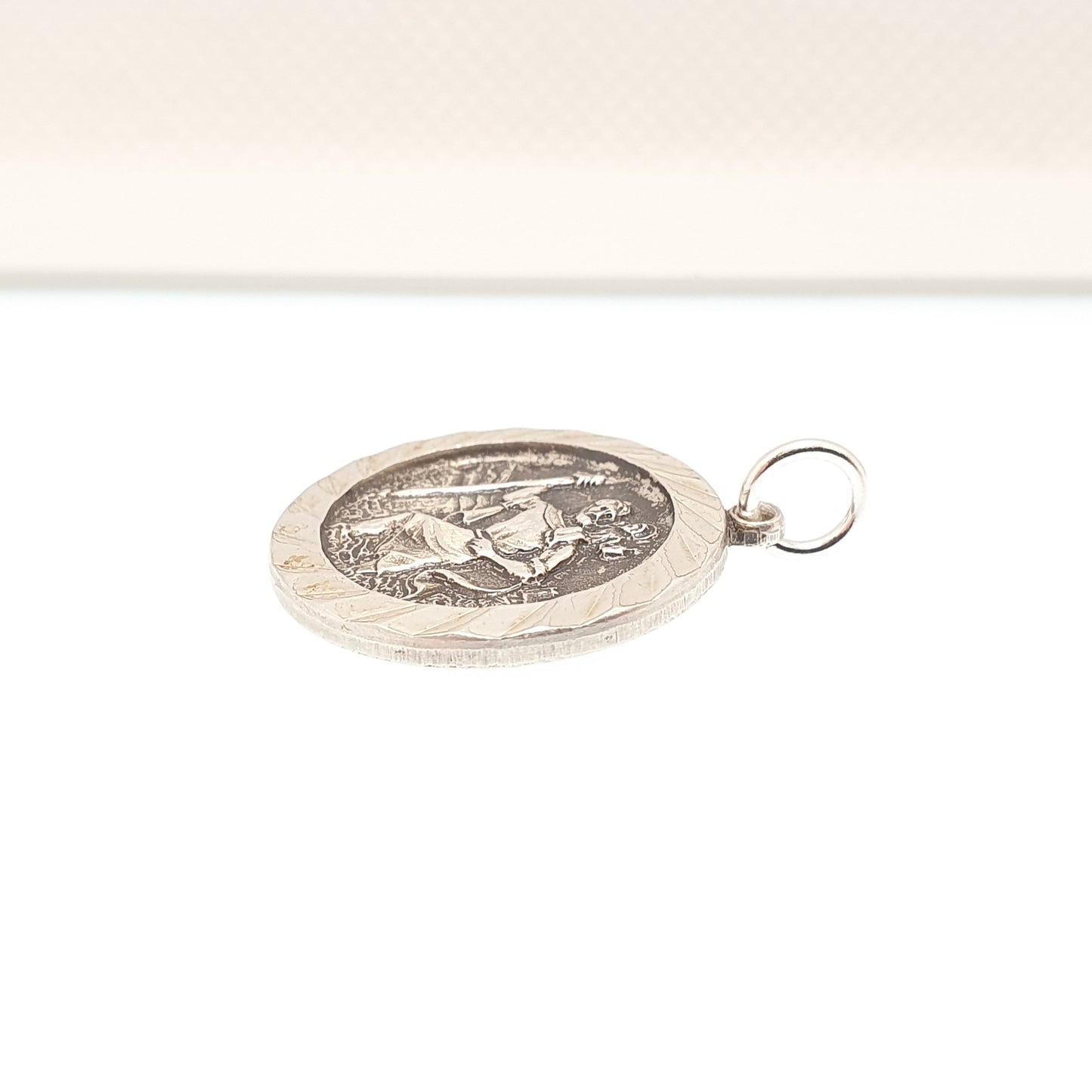 Vintage Sterling Silver St Christopher Necklace Pendant 1975 Hallmarked Patron Saint Travel Traveller Jewellery Jewelry Catholic Christian