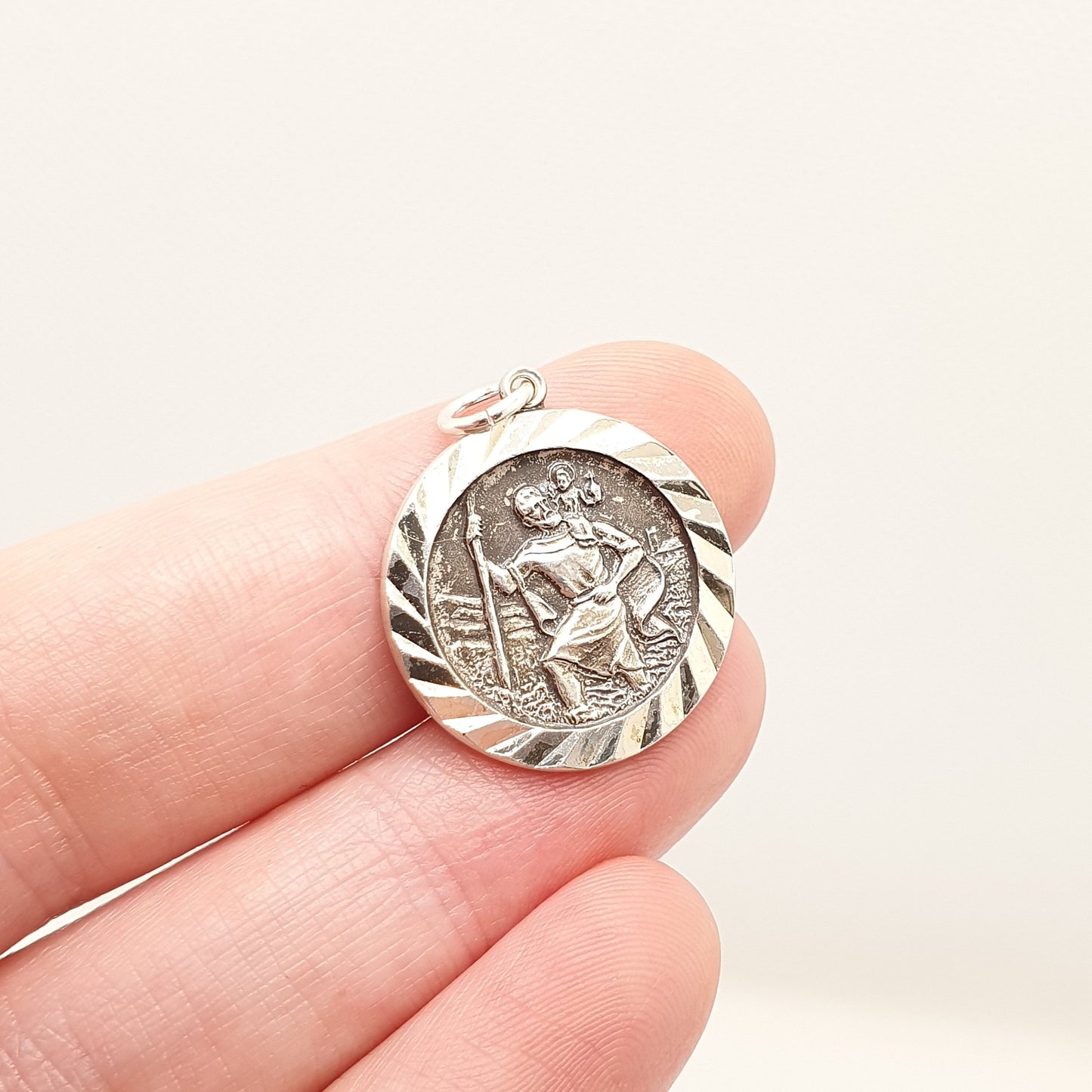 Vintage Sterling Silver St Christopher Necklace Pendant 1975 Hallmarked Patron Saint Travel Traveller Jewellery Jewelry Catholic Christian