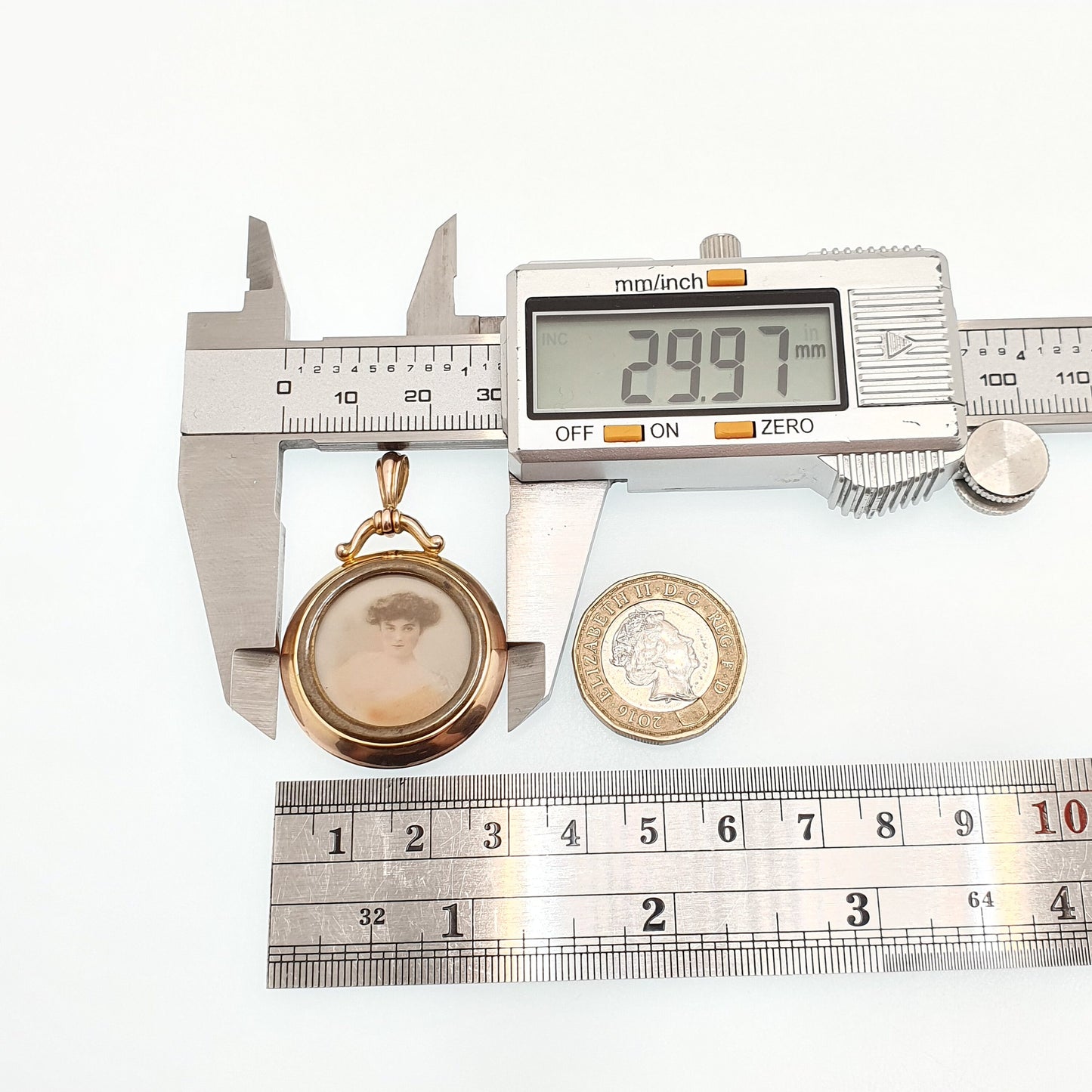 Antique 9ct Gold Locket Pendant Large Double Sided Necklace Edwardian Solid 9k 375 Photo Estate Fine Vintage Round Womens Jewelry Jewellery