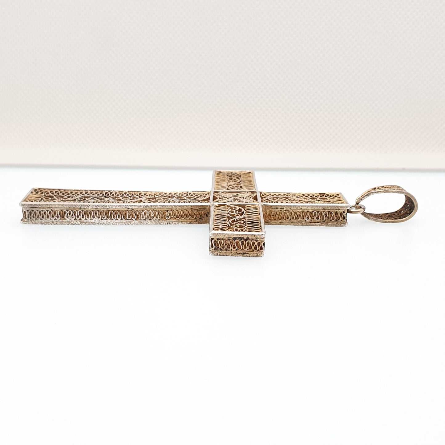 Antique Solid Silver Crucifix Necklace Cross Pendant Huge Large Big Filigree Gold Gilt Catholic Christian Jewelry Vintage Men Womens Jewelry