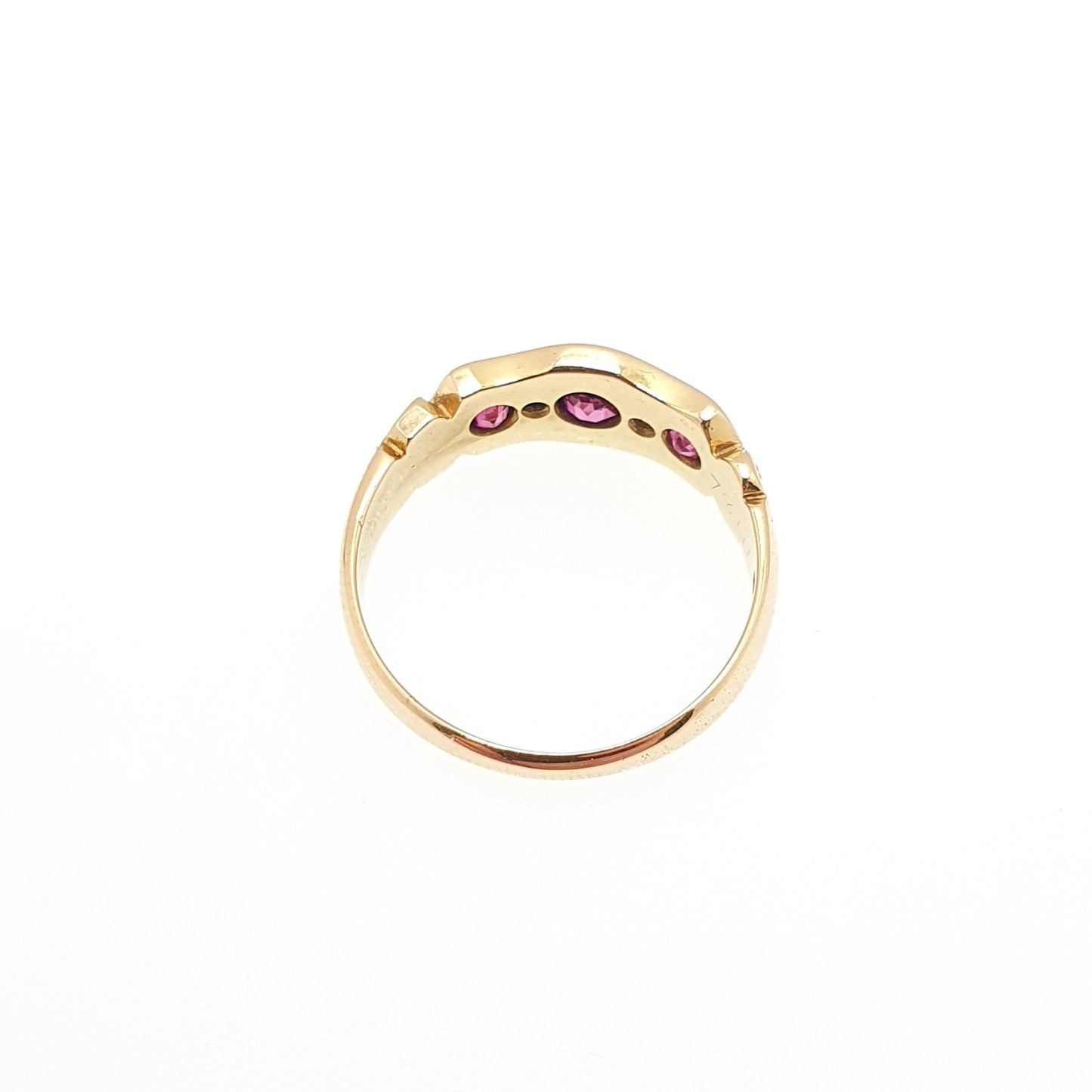 Antique 18ct Gold Ruby & Diamond Ring Edwardian 18k Solid 750 5 Stone 1901 Hallmarked Heavy Victorian Sparkly Old Cut Womens Vintage Jewelry