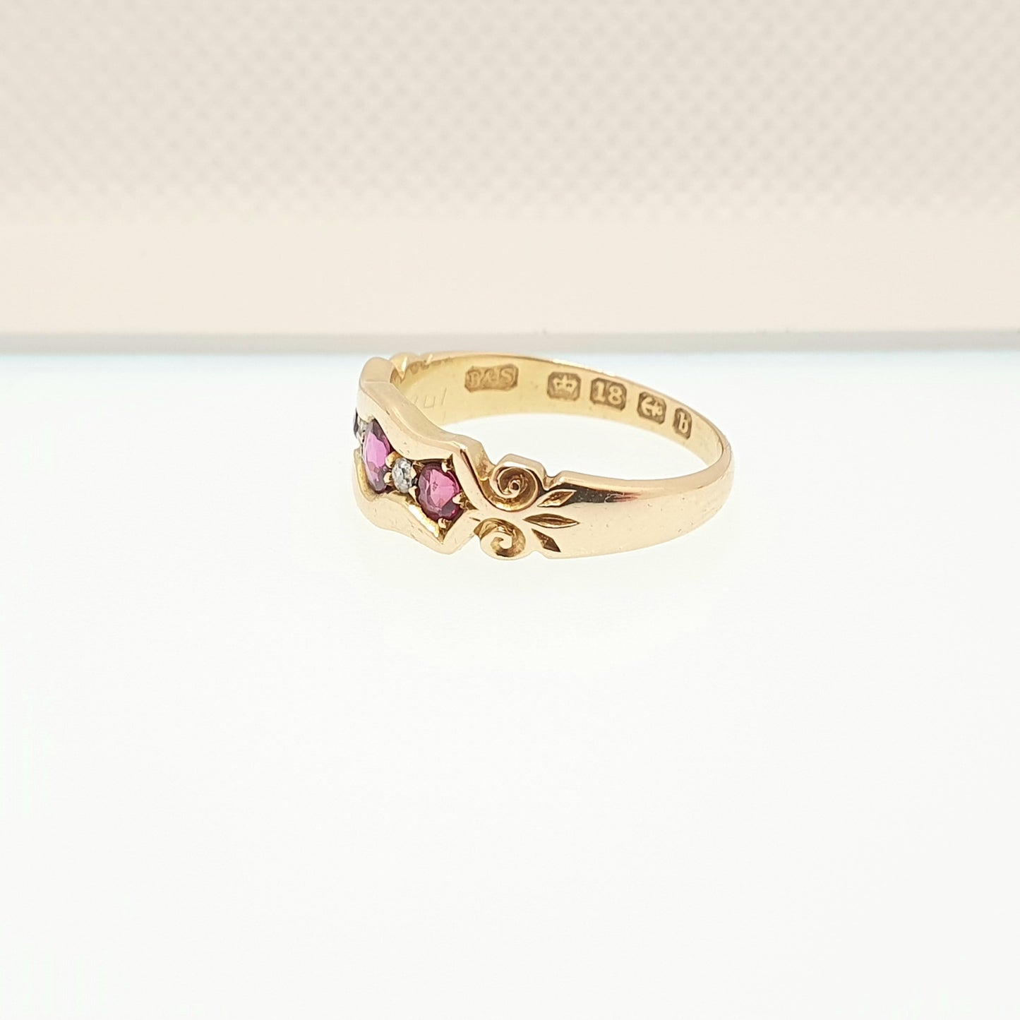 Antique 18ct Gold Ruby & Diamond Ring Edwardian 18k Solid 750 5 Stone 1901 Hallmarked Heavy Victorian Sparkly Old Cut Womens Vintage Jewelry