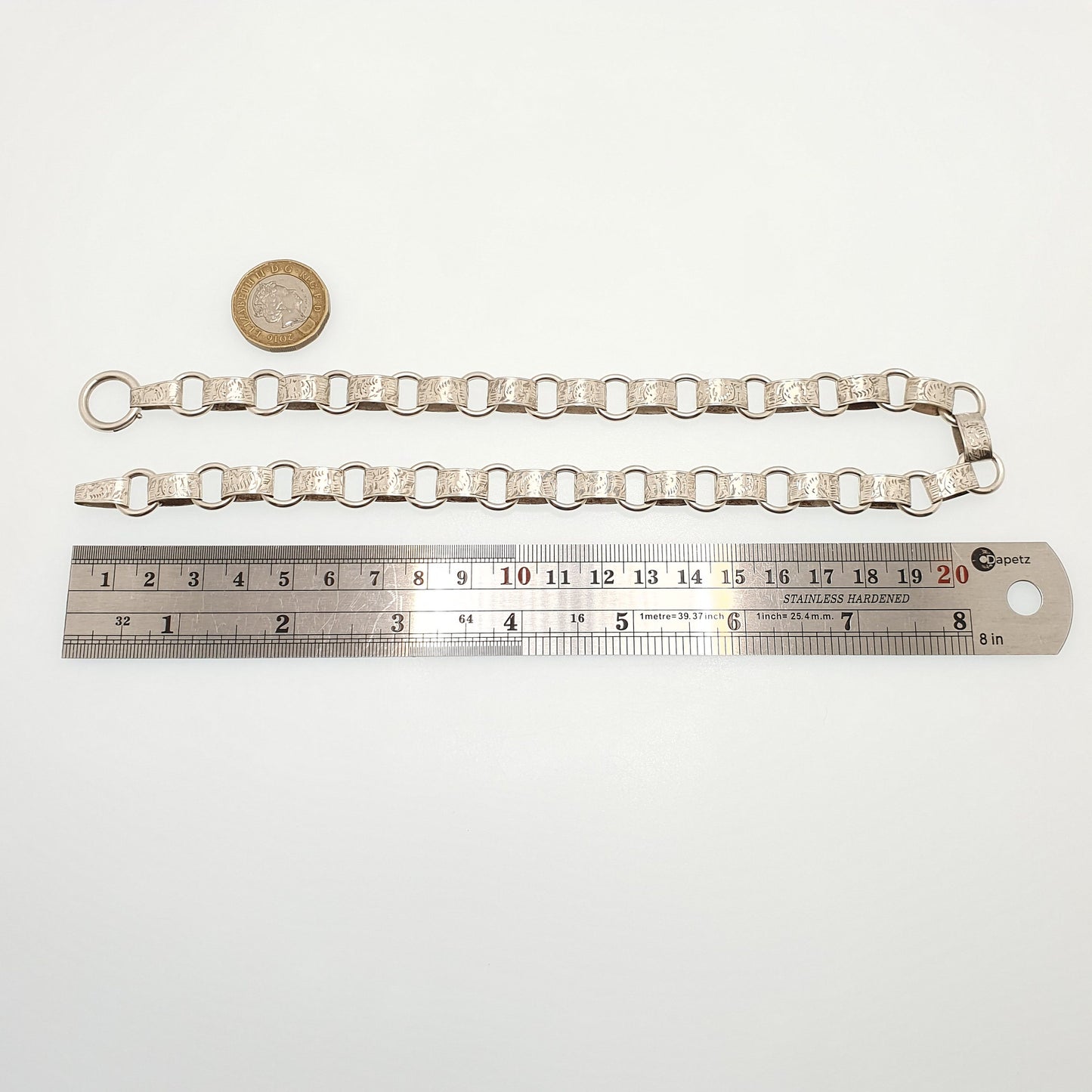 Antique Victorian Solid Silver Bookchain Necklace Collar Belcher Book Chain Engraved Box Tassel Estate 43cm 18.52g Vintage Jewelry Jewellery