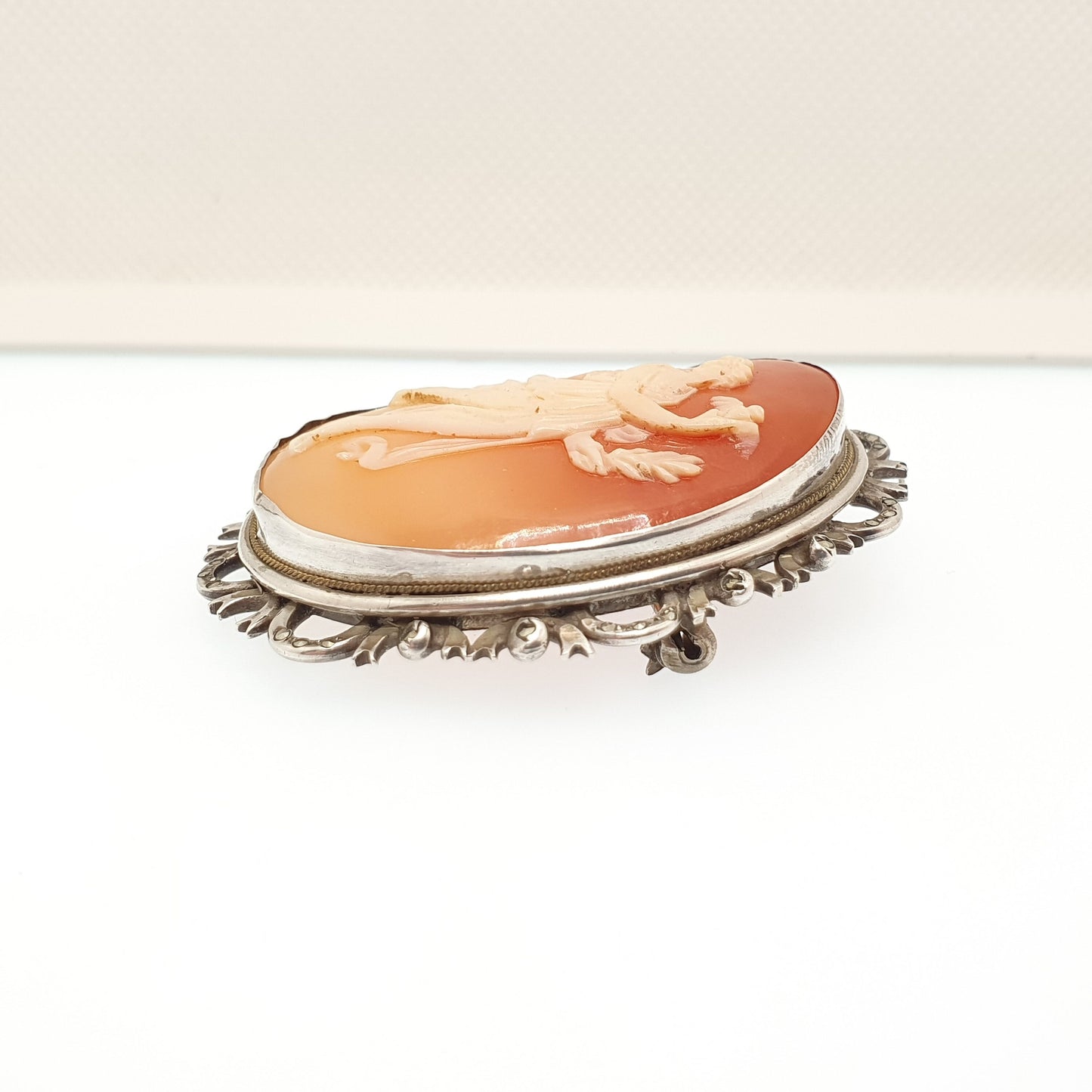 Antique Solid Silver Cameo Brooch Pendant Grace Goddess Holding Bird Necklace Aphrodite Large Big Art Deco Shell Vintage Jewelry Jewellery