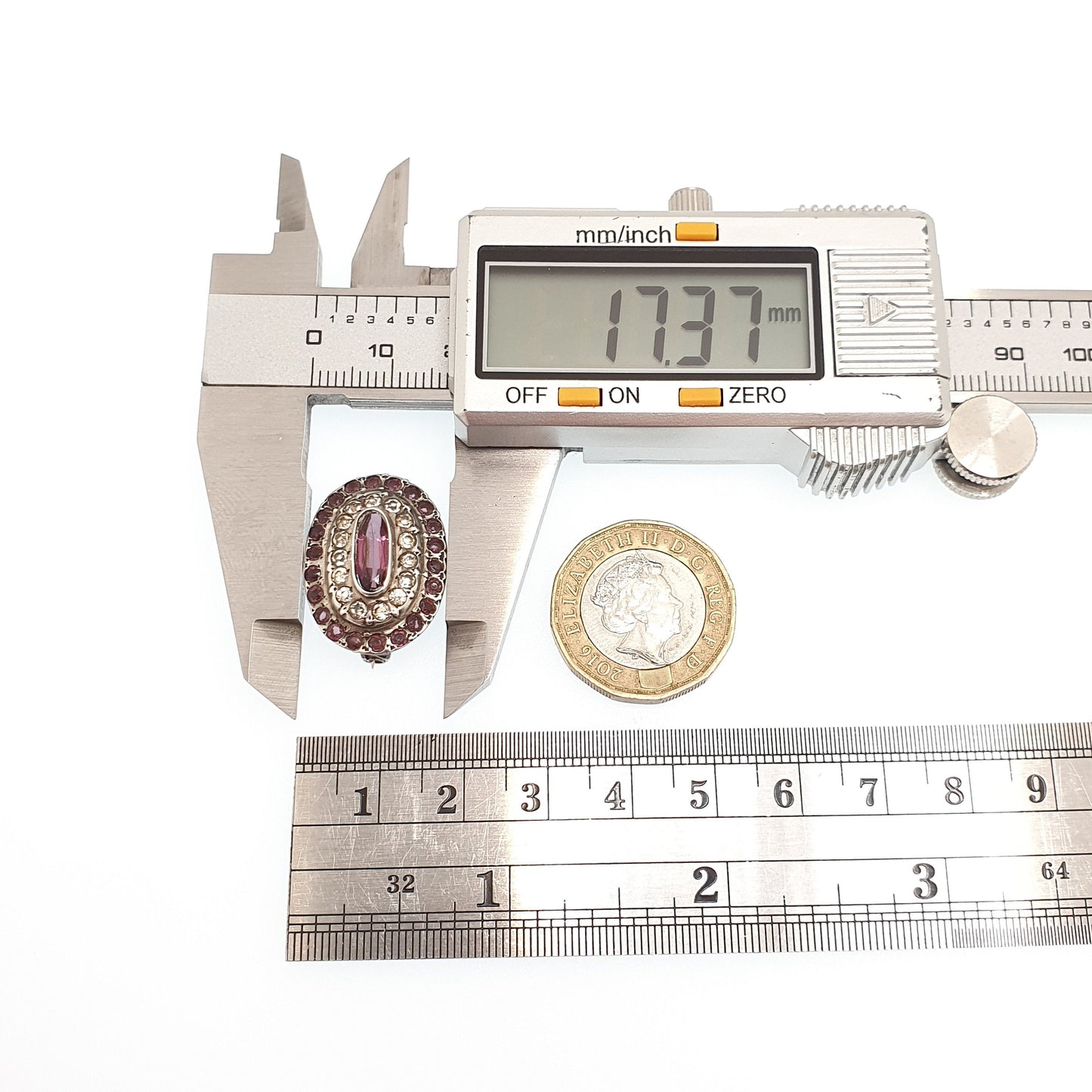 Antique Victorian Amethyst Paste Brooch Pin Solid Silver Cluster Row Oval Cut Diamond Pastes Lilac Vintage 1800s Womens Jewelry Jewellery