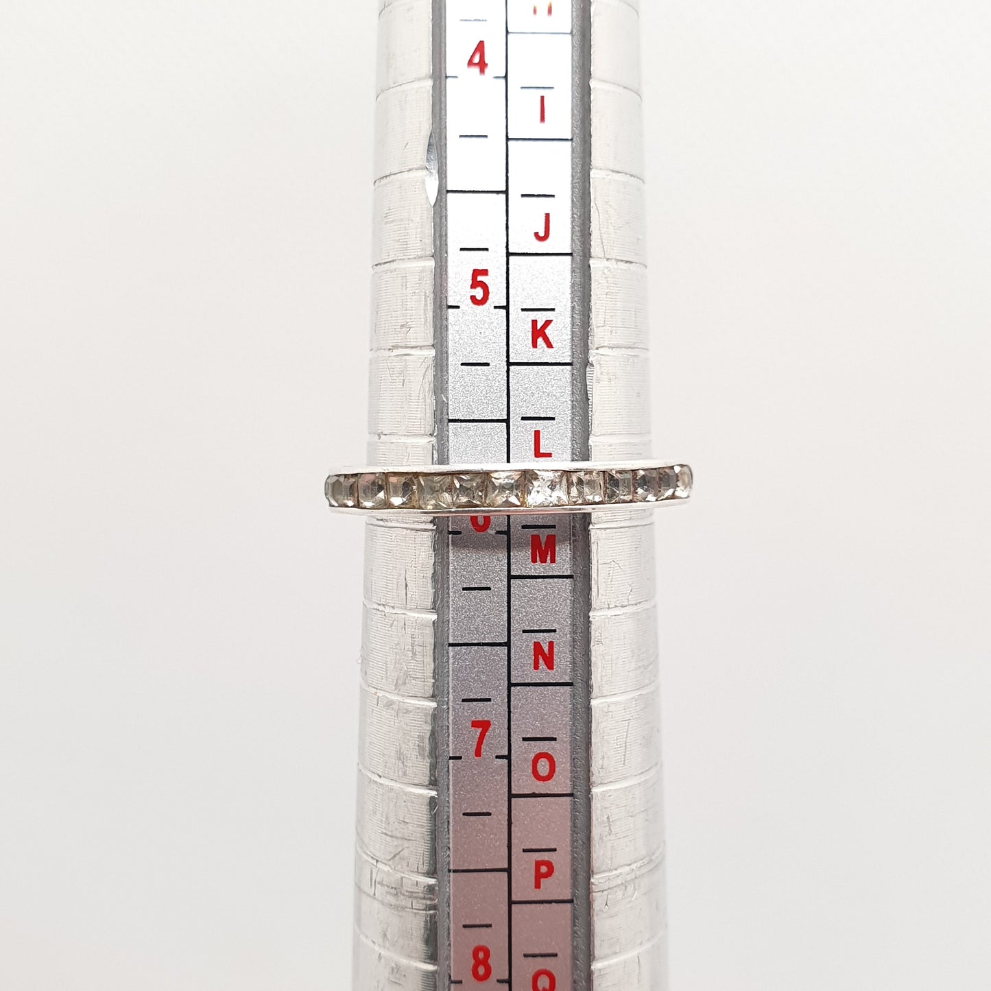 Antique Solid Silver Diamond Paste Eternity Ring Art Deco 1920s Full Channel Square Cut Engraved Vintage Ladies Womens Jewelry Jewellery