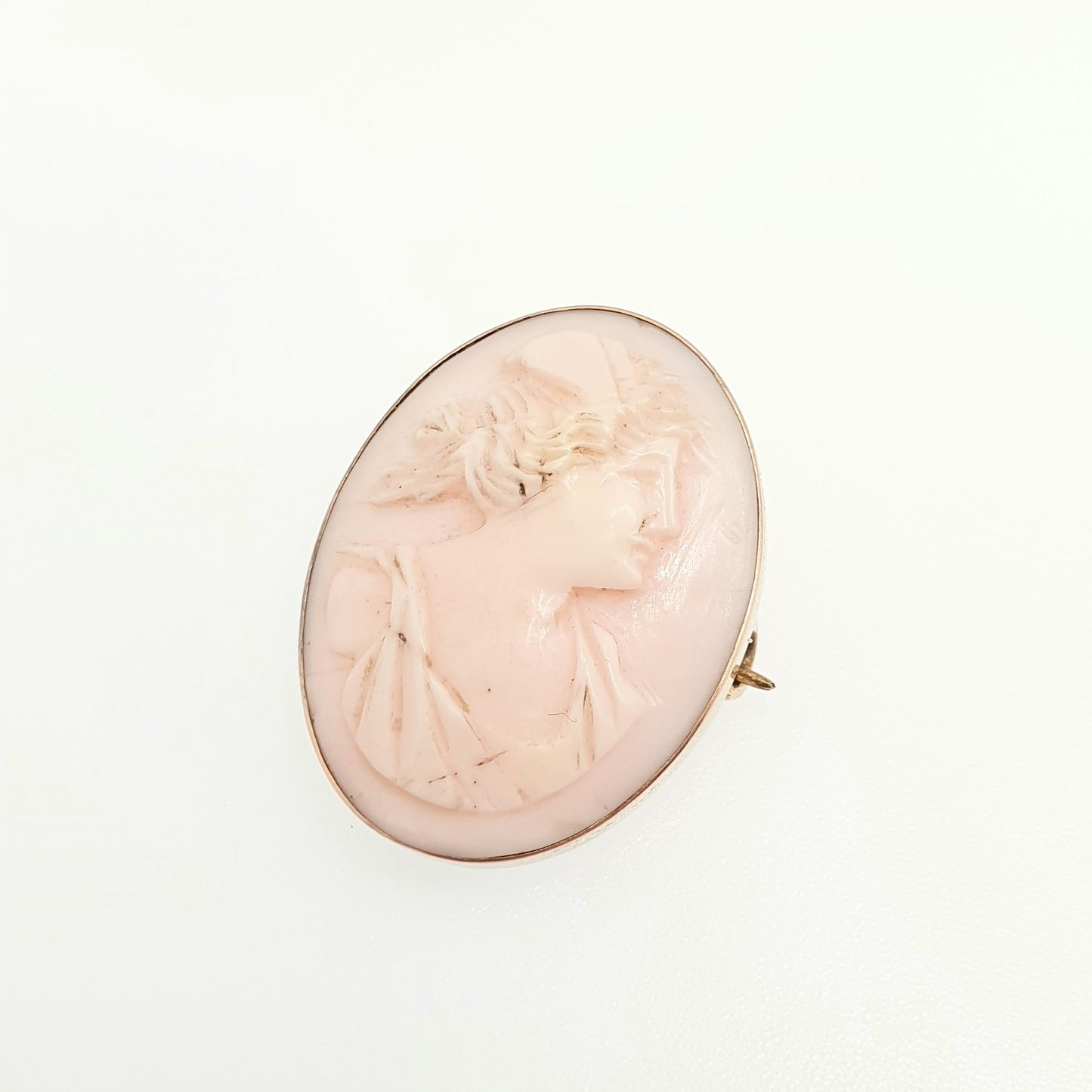 Antique 9ct Gold Pink Cameo Brooch Solid 9k 375 Conch Shell Rare Victorian Unique Hand Carved Detailed Vintage 1800s Jewellery Jewelry