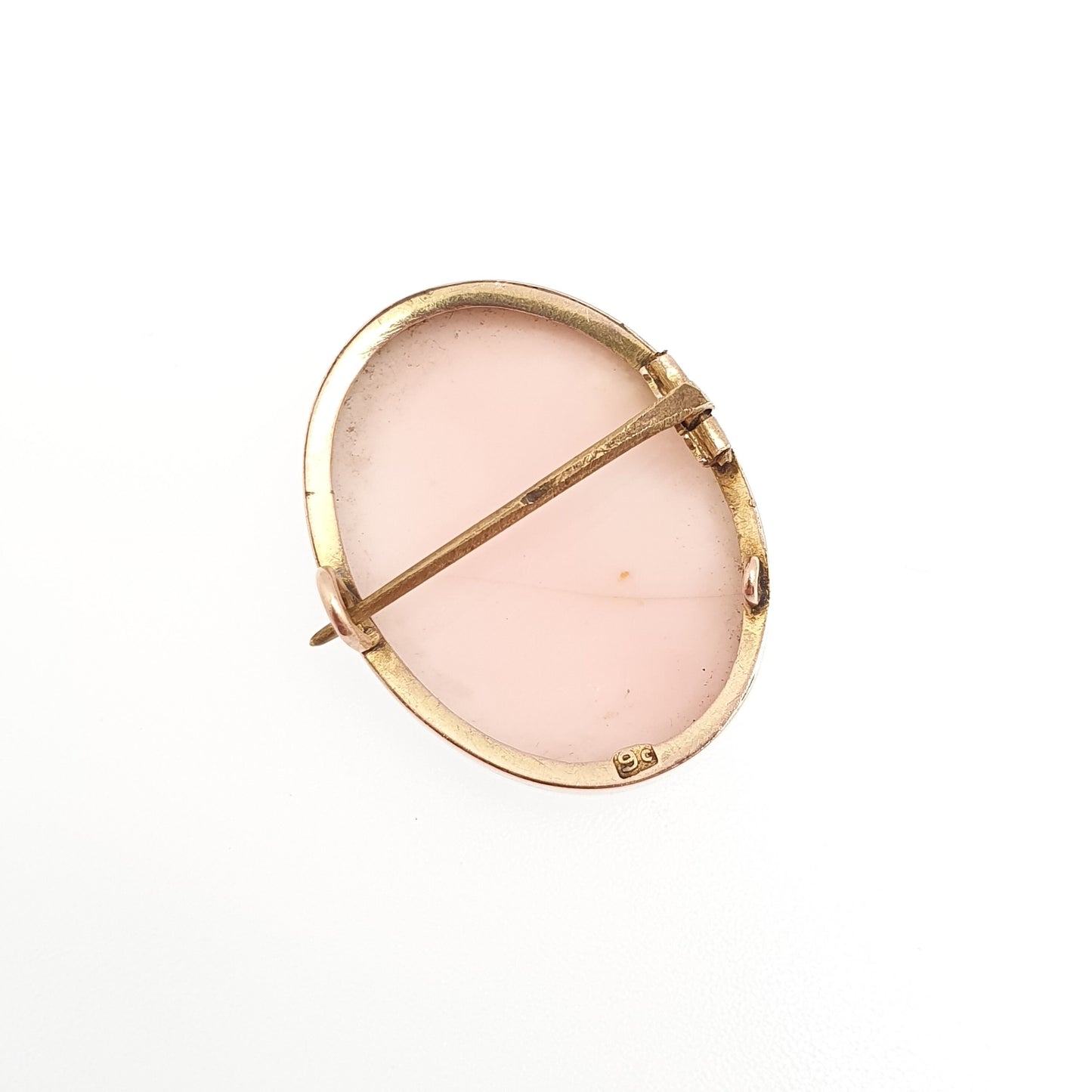 Antique 9ct Gold Pink Cameo Brooch Solid 9k 375 Conch Shell Rare Victorian Unique Hand Carved Detailed Vintage 1800s Jewellery Jewelry