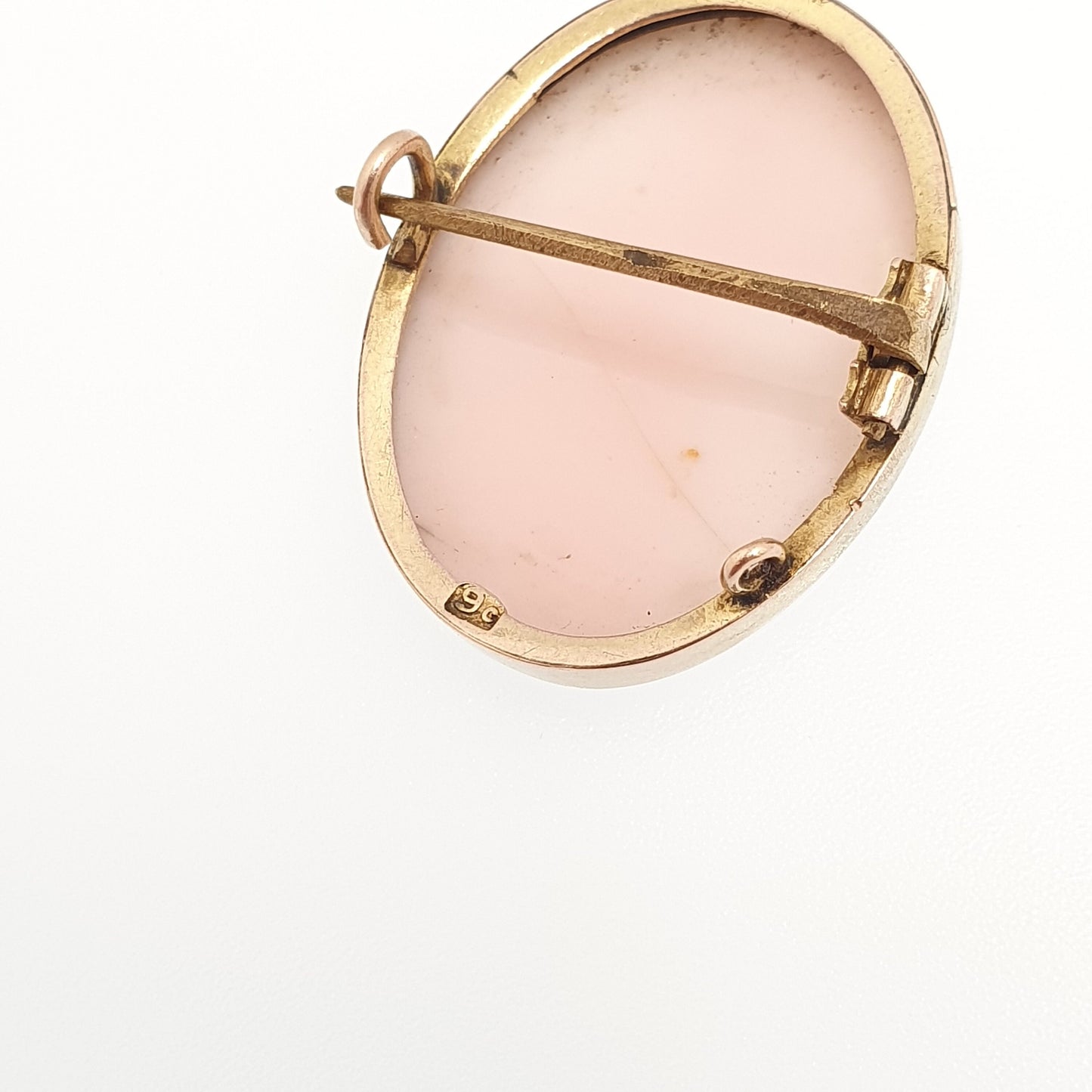 Antique 9ct Gold Pink Cameo Brooch Solid 9k 375 Conch Shell Rare Victorian Unique Hand Carved Detailed Vintage 1800s Jewellery Jewelry