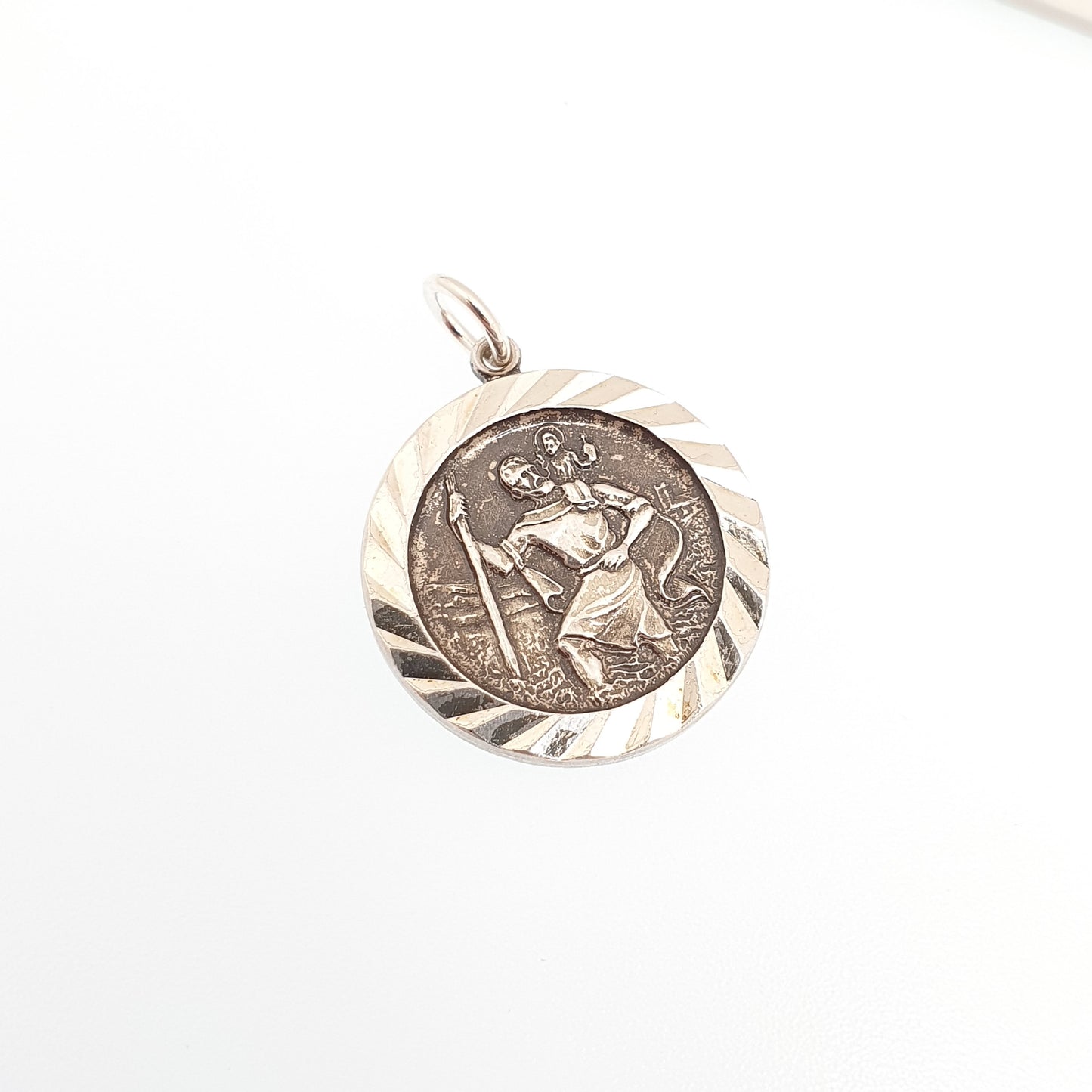 Vintage Sterling Silver St Christopher Necklace Pendant 1975 Hallmarked Patron Saint Travel Traveller Jewellery Jewelry Catholic Christian
