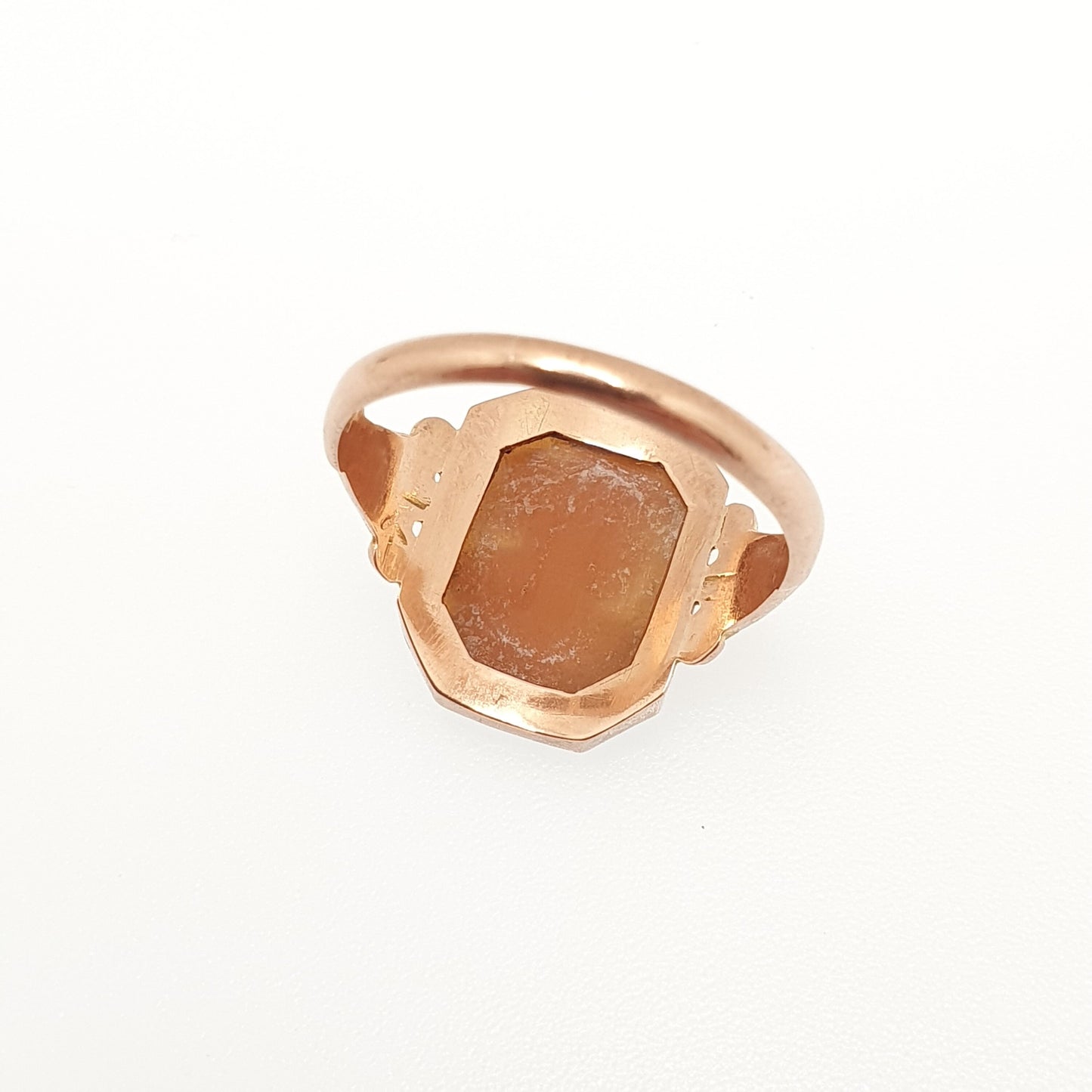 Antique 9ct Gold Cameo Ring 1917 Hallmark Solid 9k 375 Signet Rectangular Rose Gold Genuine Shell 1910s Vintage Women Jewelry Jewellery