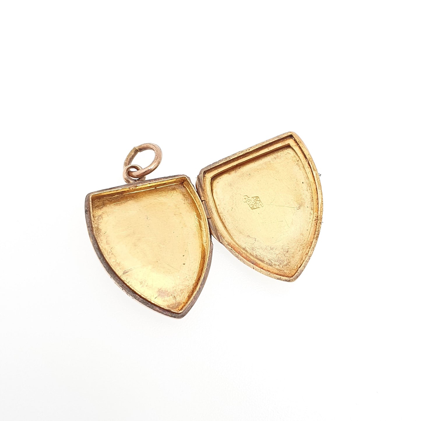 Antique Solid 9ct Rose Gold Shield Locket Pendant Victorian 1863 Hallmark Buckle Engraved Fine Estate 375 9k Vintage Jewelry Jewellery