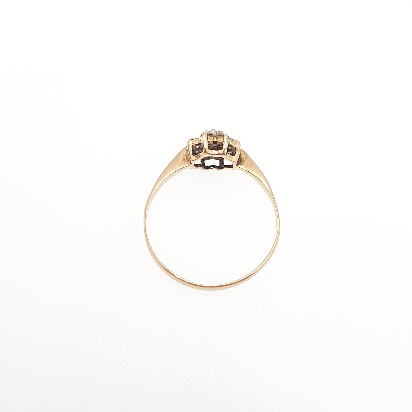 Vintage 9k 9ct Gold Cubic Zirconia CZ Cluster Ring Sparkly Diamond Simulant 1984 Hallmarked Solid 375 Retro Womens Ladies Jewelry Jewellery