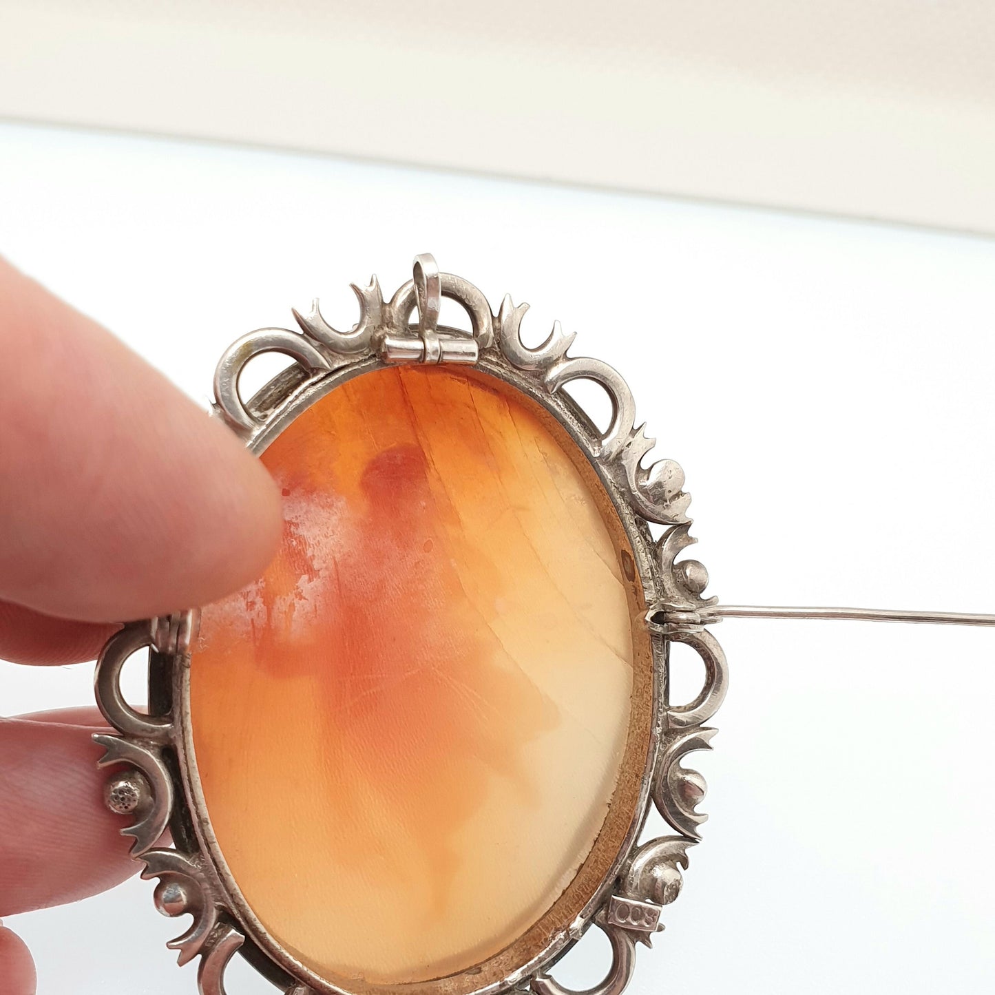 Antique Solid Silver Cameo Brooch Pendant Grace Goddess Holding Bird Necklace Aphrodite Large Big Art Deco Shell Vintage Jewelry Jewellery