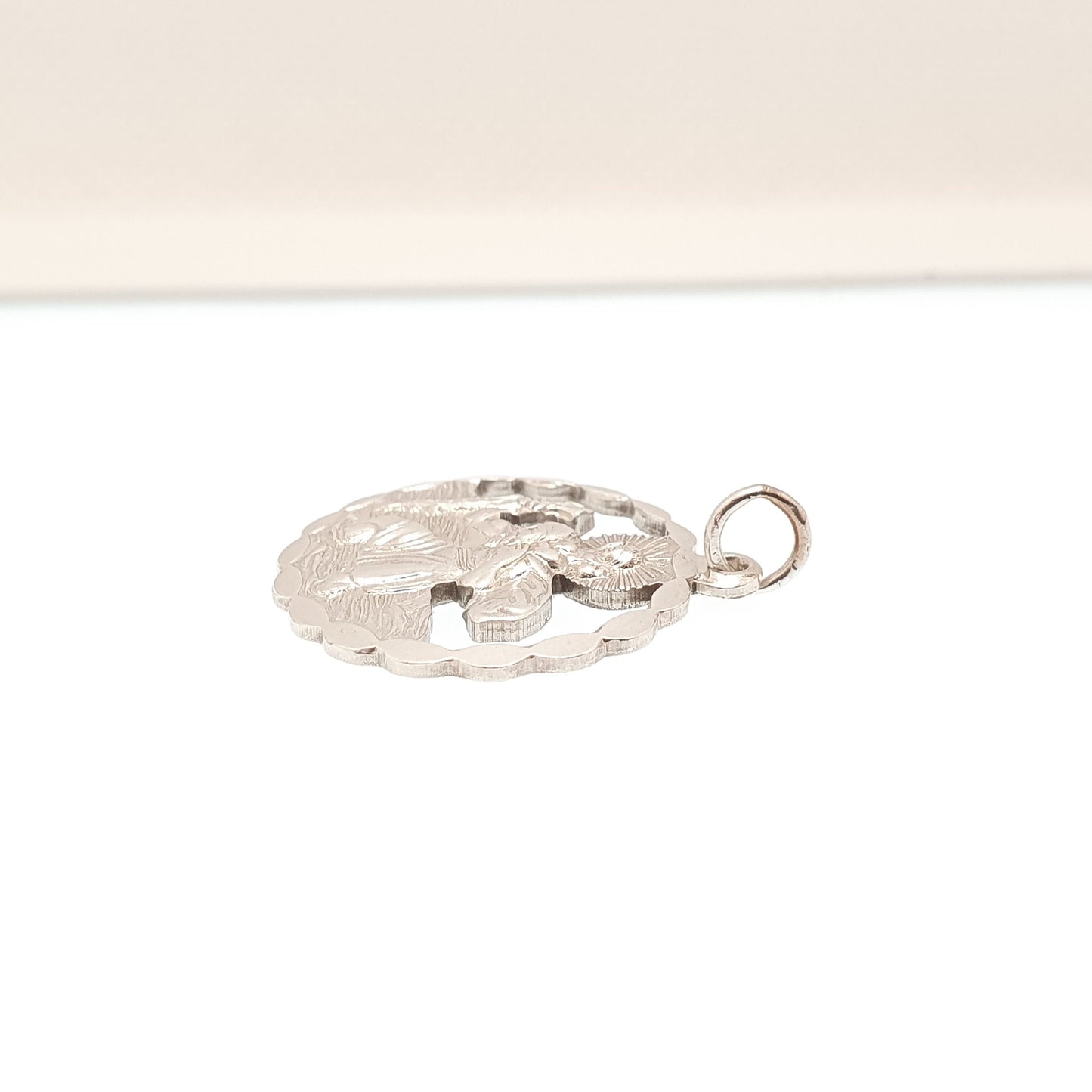 Vintage GEORG JENSEN St Christopher Sterling Silver Pendant Necklace Cut Out Silhouette GJ Ltd Saint Retro 1970s Jewellery Jewelry