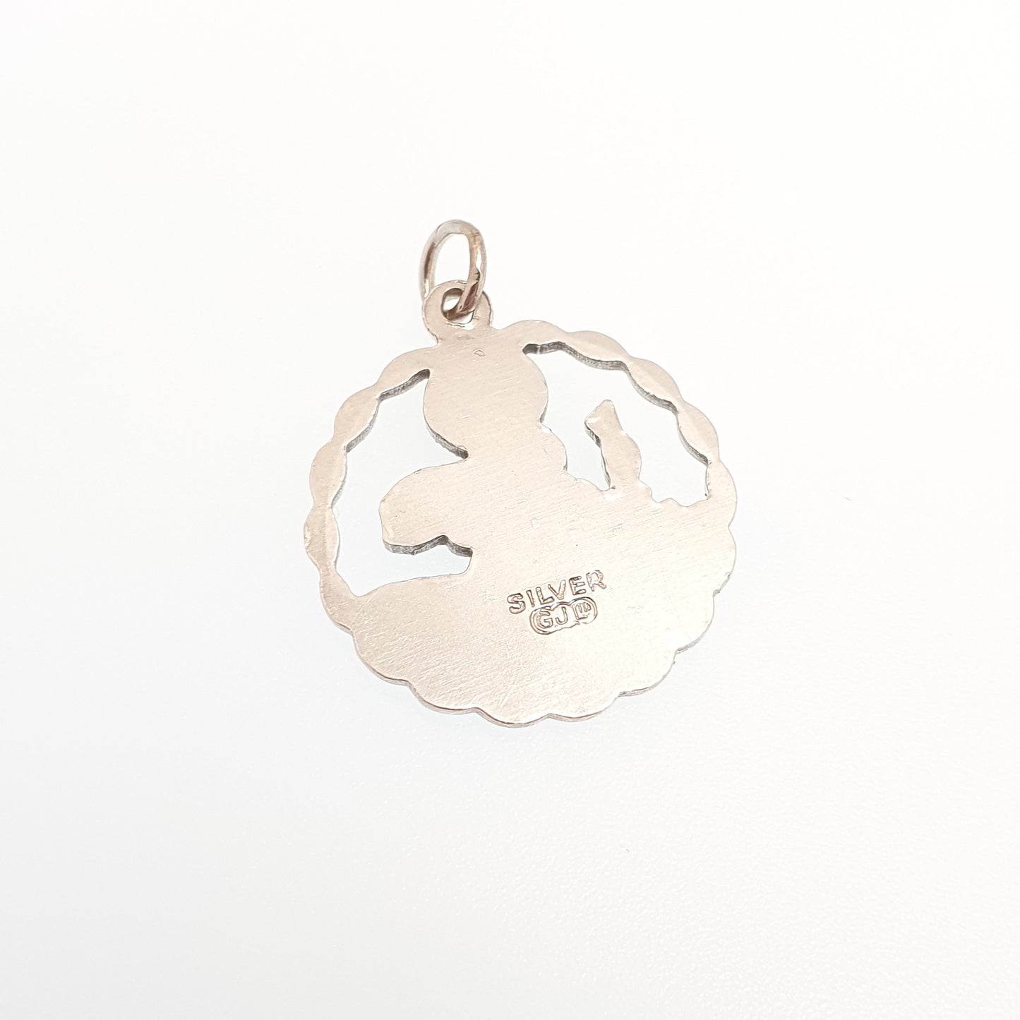 Vintage GEORG JENSEN St Christopher Sterling Silver Pendant Necklace Cut Out Silhouette GJ Ltd Saint Retro 1970s Jewellery Jewelry