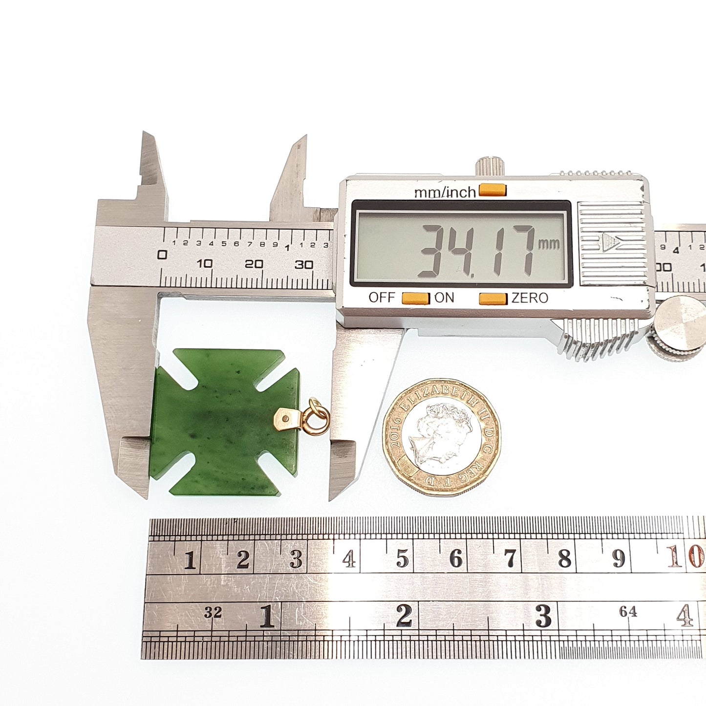 Antique 9ct Gold New Zealand Jade Maltese Cross Necklace Pendant Maori Nephrite Solid 375 9k Victorian Estate Vintage Jewellery Jewelry