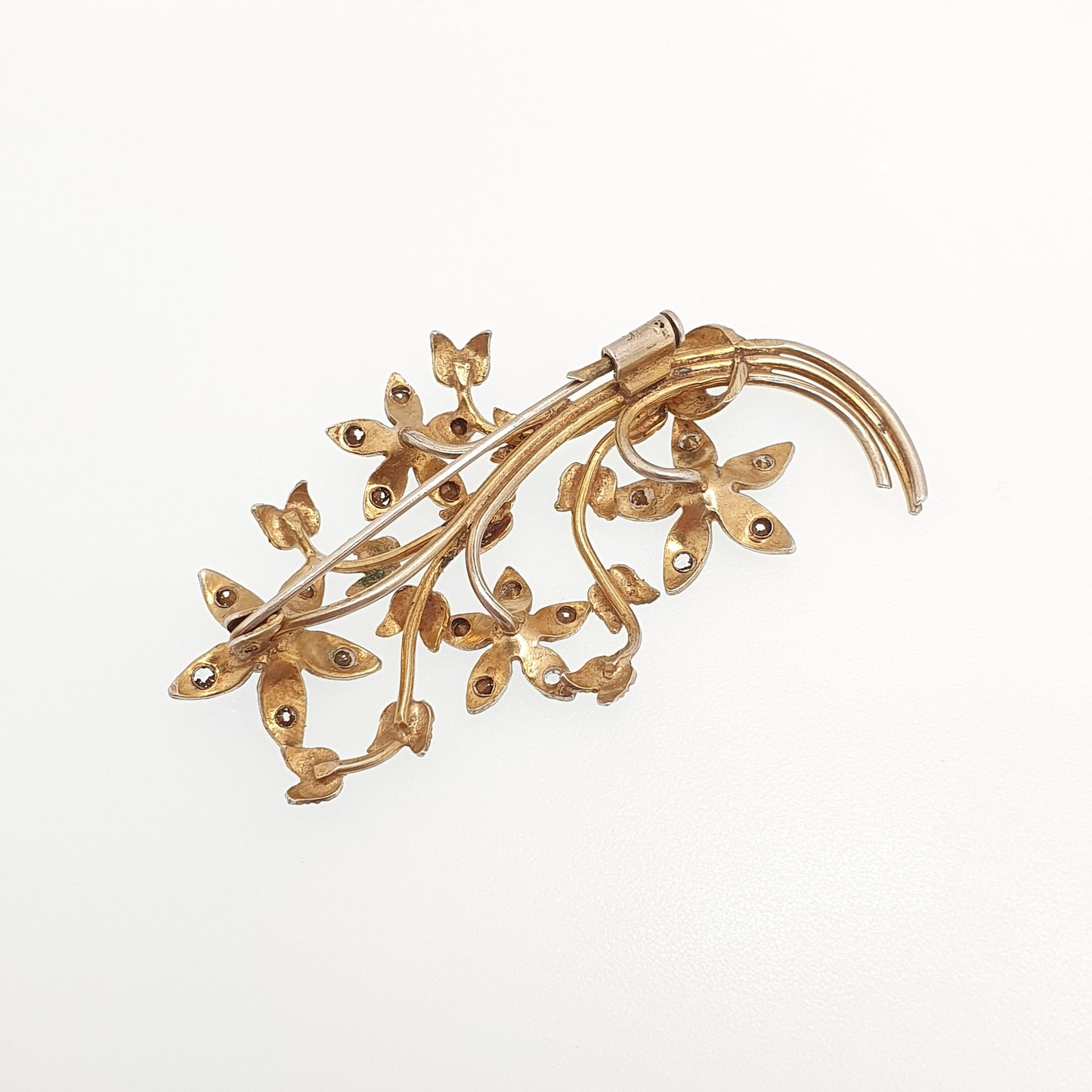 Antique Diamond Paste Flower Sterling Silver Brooch Pin Large Art Deco Solid 925 Fine Estate Daisy Sparkly Retro Womens Jewelry Jewellery