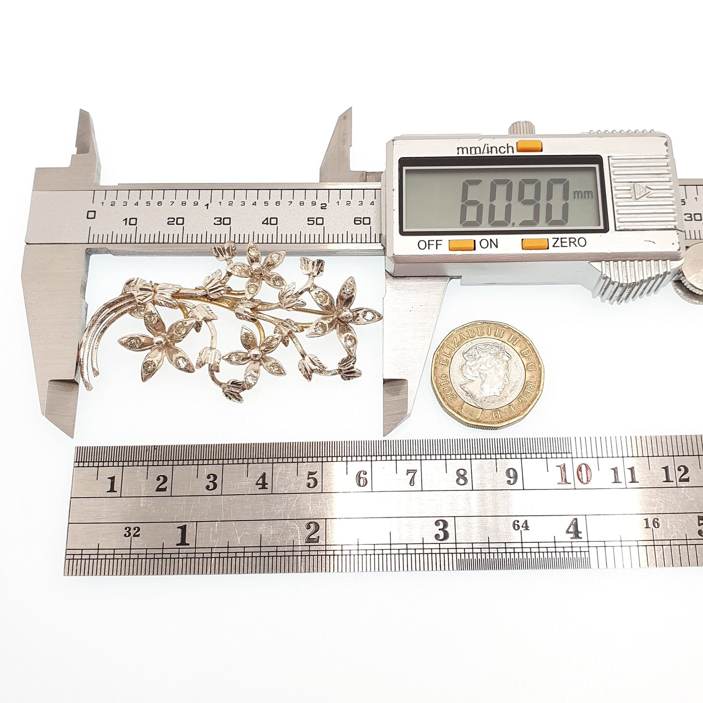 Antique Diamond Paste Flower Sterling Silver Brooch Pin Large Art Deco Solid 925 Fine Estate Daisy Sparkly Retro Womens Jewelry Jewellery