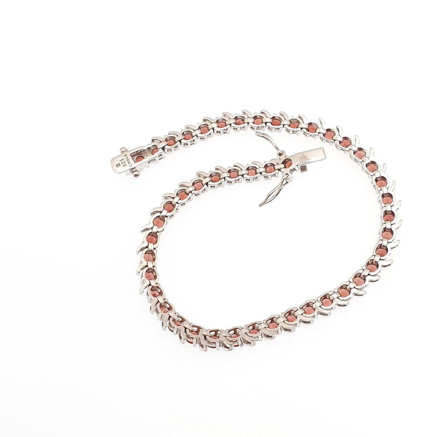 Vintage Sterling Silver Garnet Tennis Bracelet Sparkly Solid 925 Genuine Real Gemstone Pyrope 925 Good Quality Womens Jewelry Jewellery