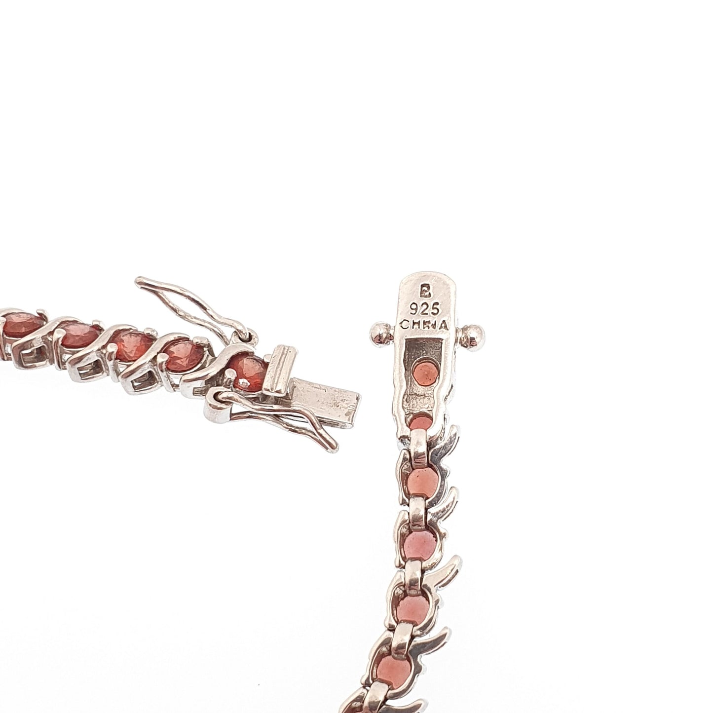 Vintage Sterling Silver Garnet Tennis Bracelet Sparkly Solid 925 Genuine Real Gemstone Pyrope 925 Good Quality Womens Jewelry Jewellery